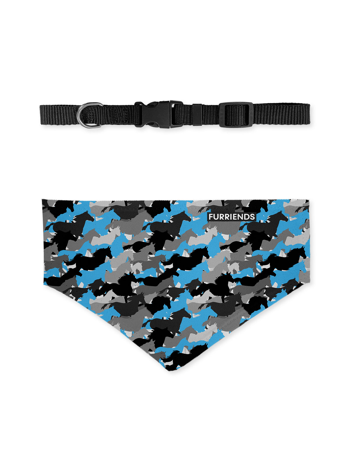 Camo Horses Reversible &amp; Customisable Dog Bandana With Collar