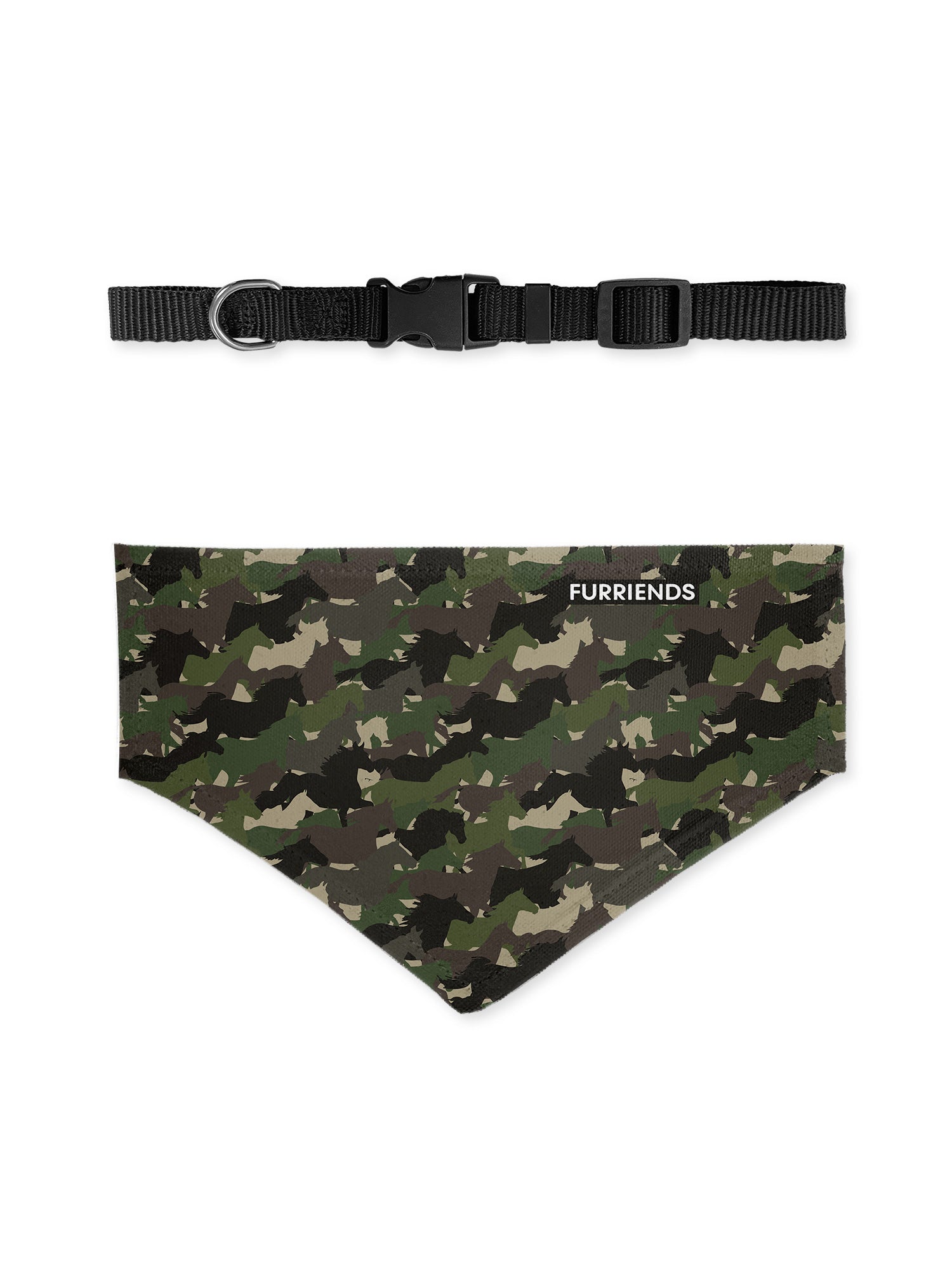 Camo Horses Reversible & Customisable Dog Bandana With Collar