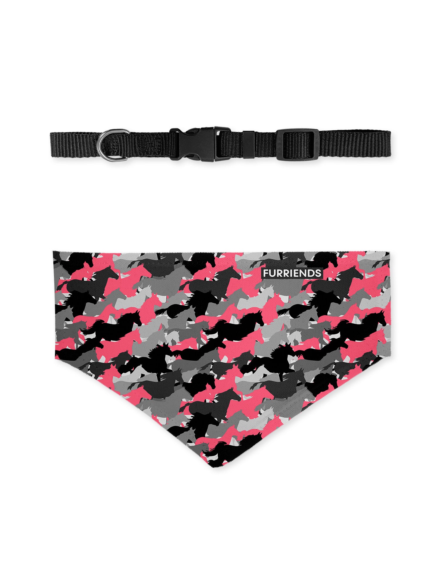 Camo Horses Reversible & Customisable Dog Bandana With Collar