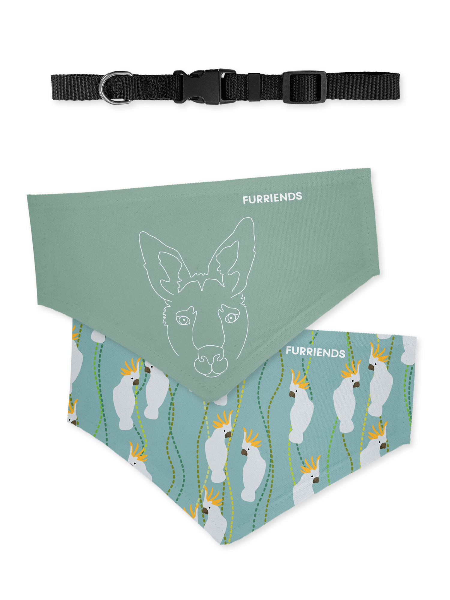 Kangaroo Reversible Dog Bandana With Collar