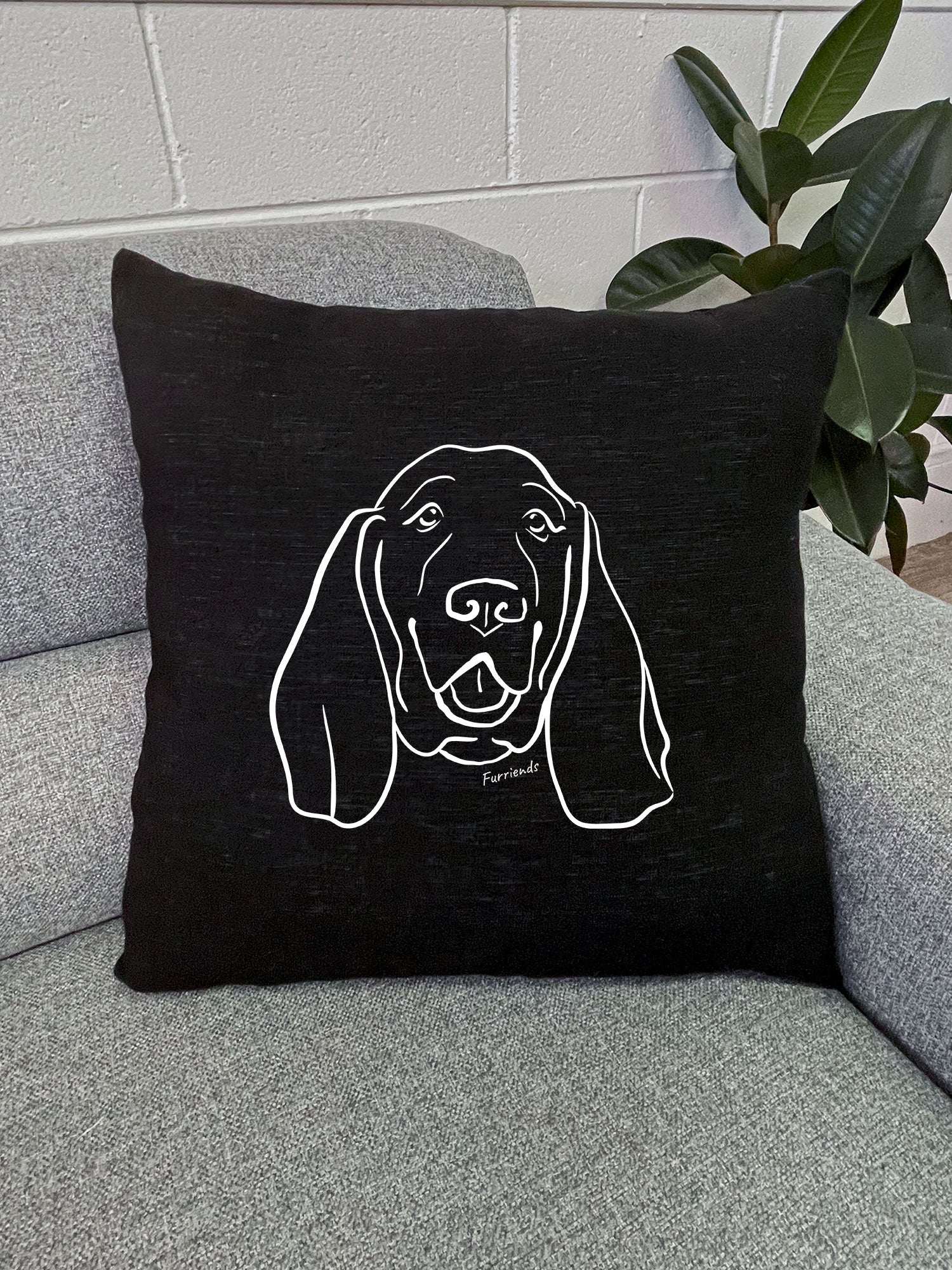 Basset Hound Linen Cushion Cover