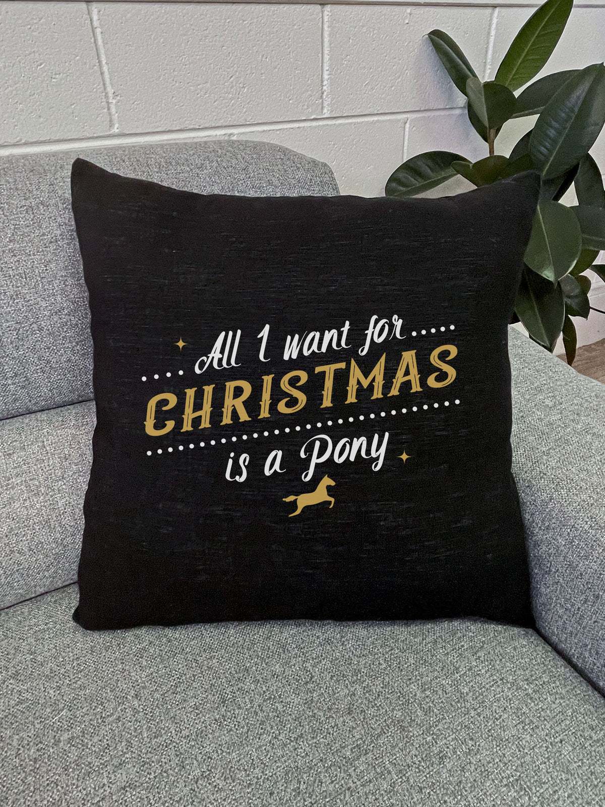 All I Want For Christmas Is A Pony Linen Cushion Cover