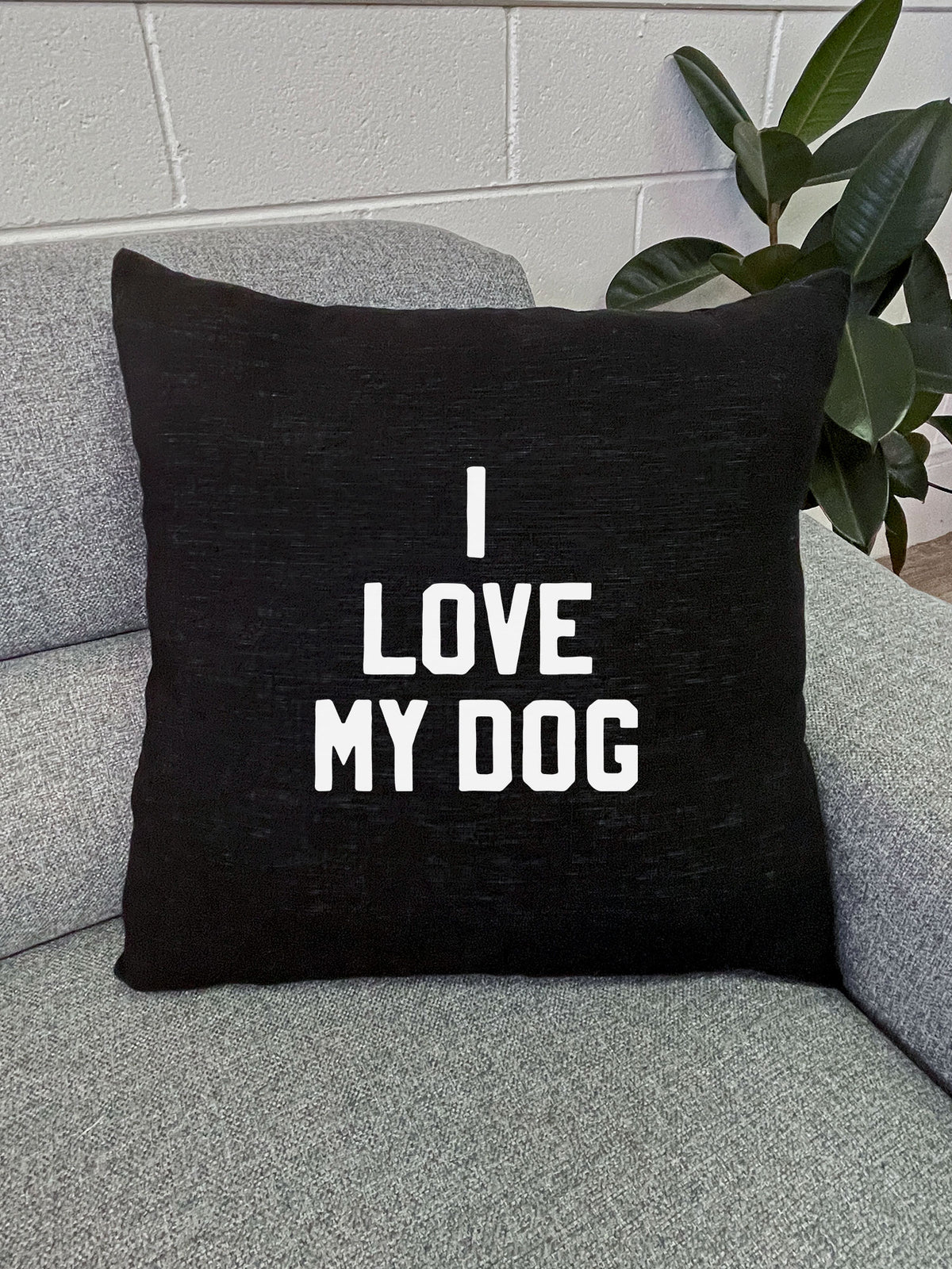 I Love My Dog Linen Cushion Cover