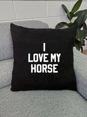 I Love My Horse Linen Cushion Cover