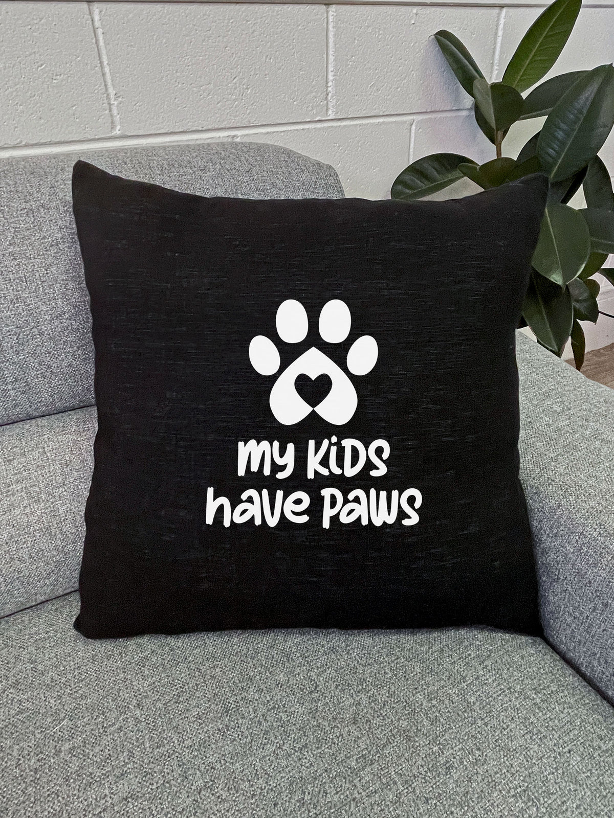 My Kids Have Paws Linen Cushion Cover