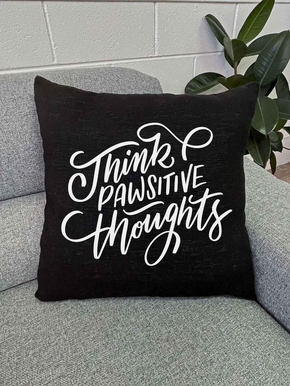 Think Pawsitive Thoughts Linen Cushion Cover