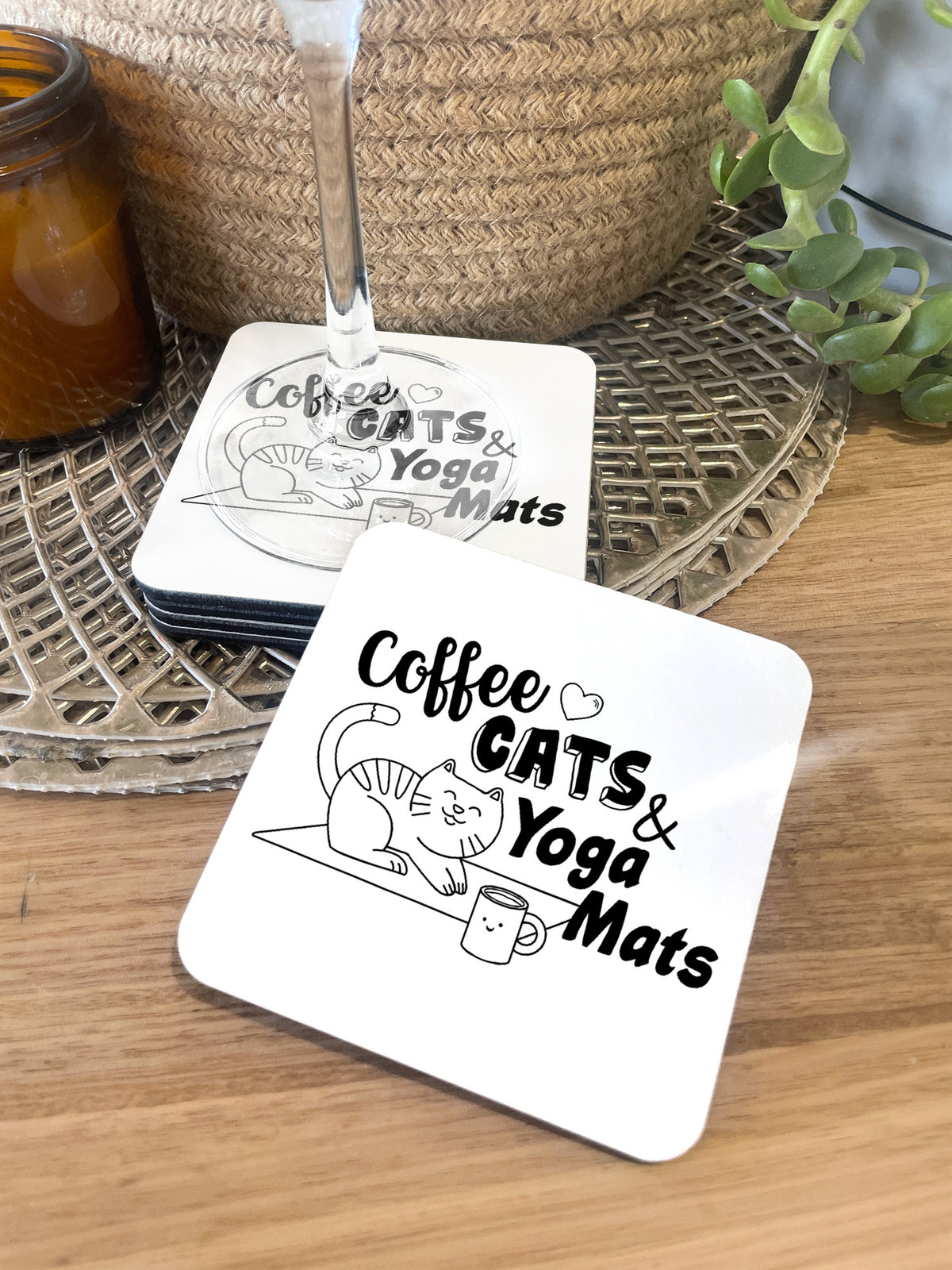 Coffee, Cats &amp; Yoga Mats Coaster