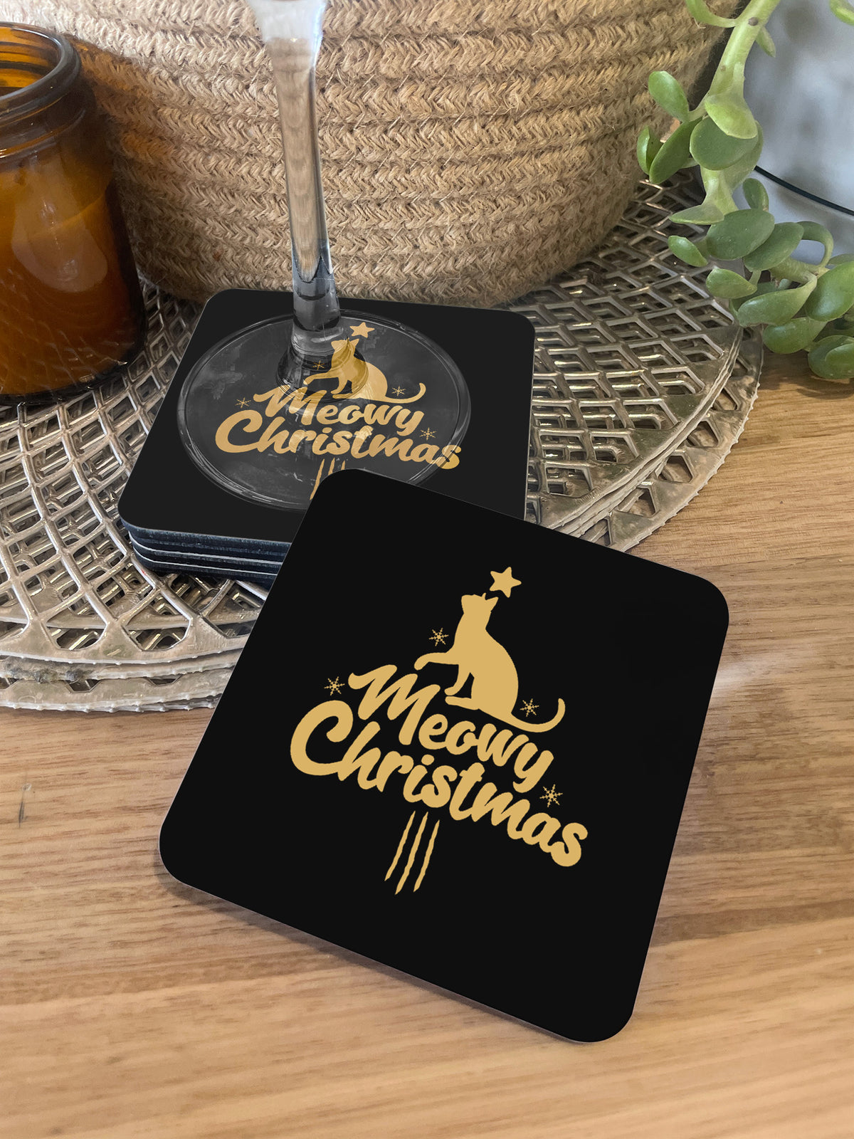 Meowy Christmas Coaster