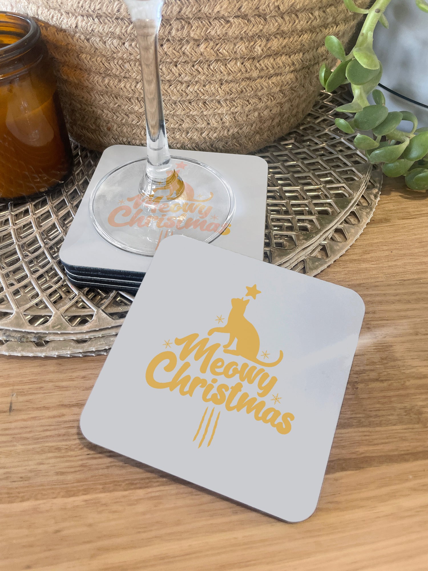 Meowy Christmas Coaster