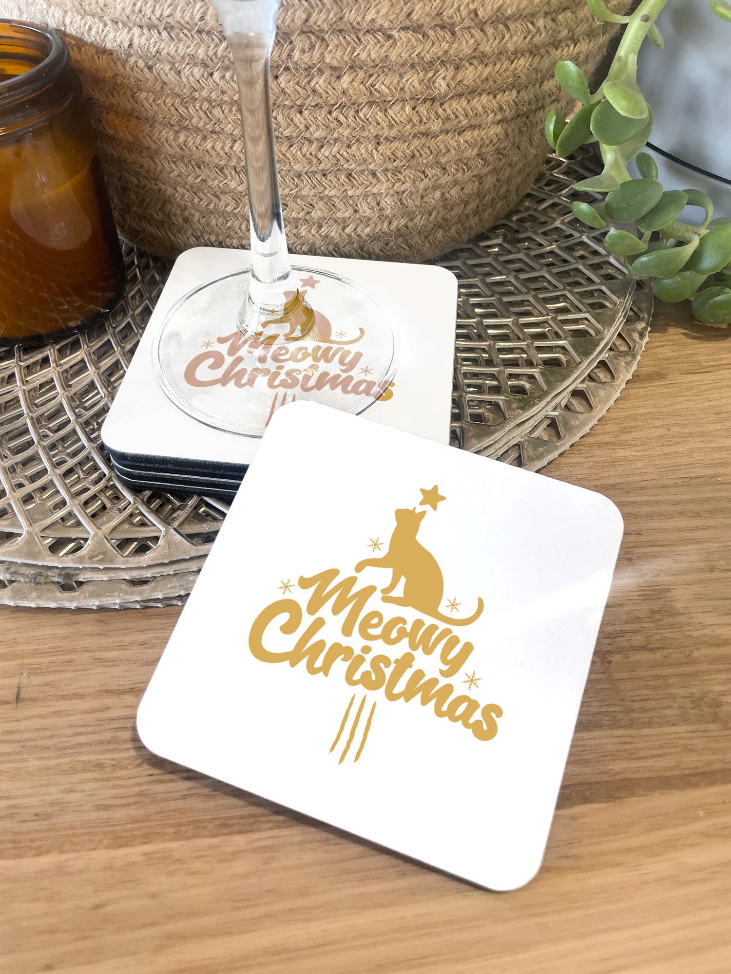 Meowy Christmas Coaster