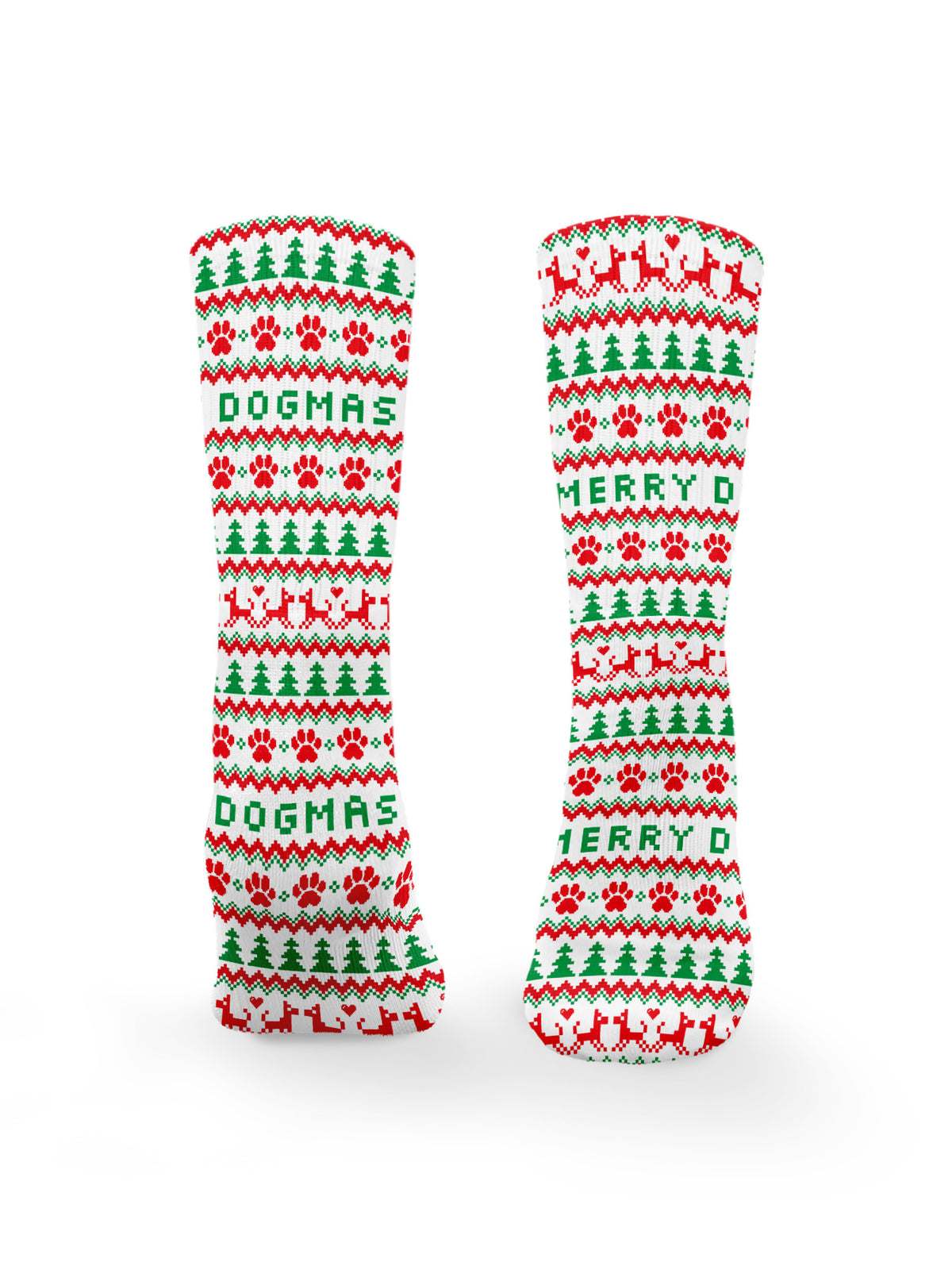 Merry Dogmas Ugly Sweater Style Crew Socks