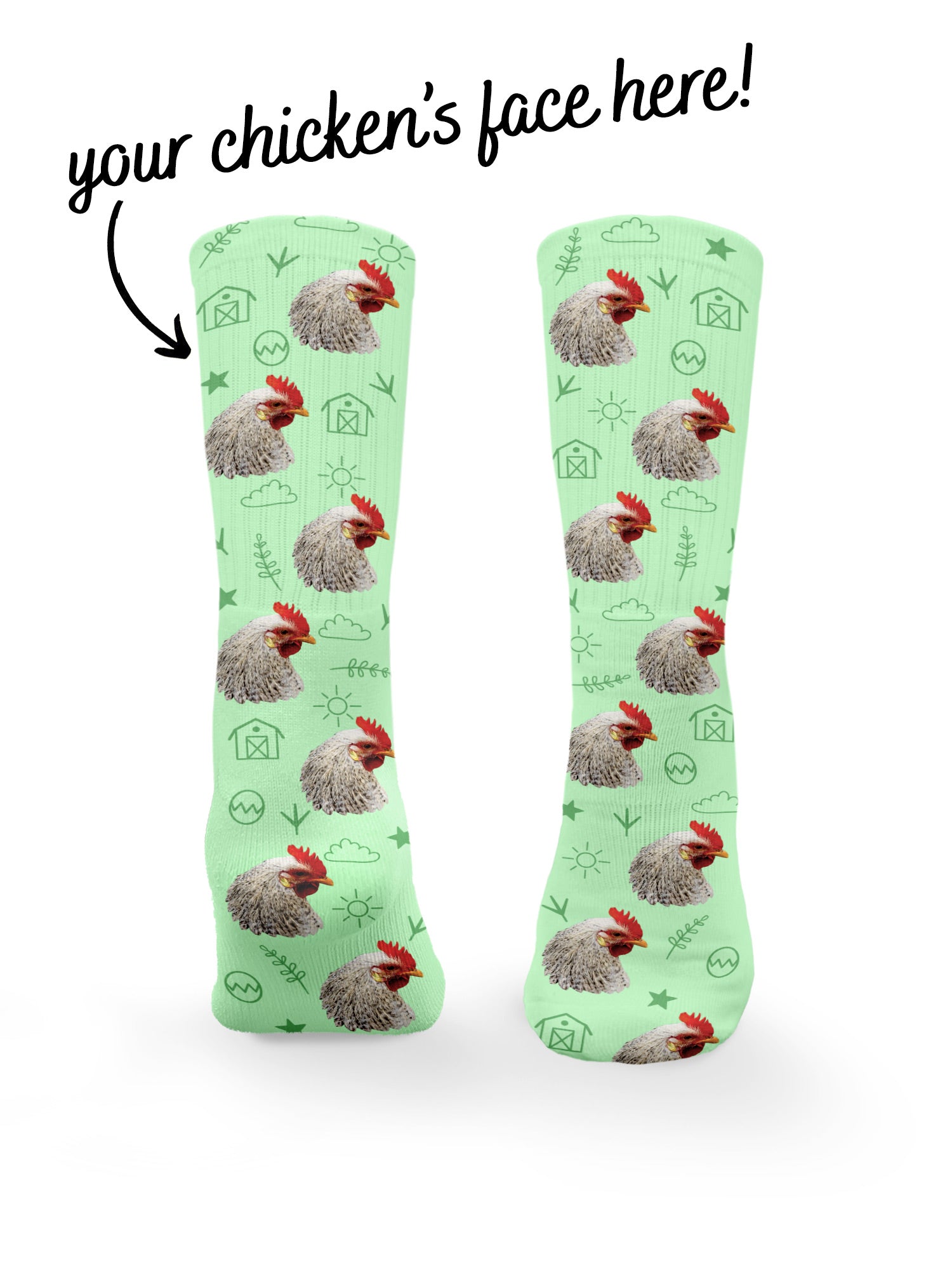 Custom Chicken Face Crew Socks