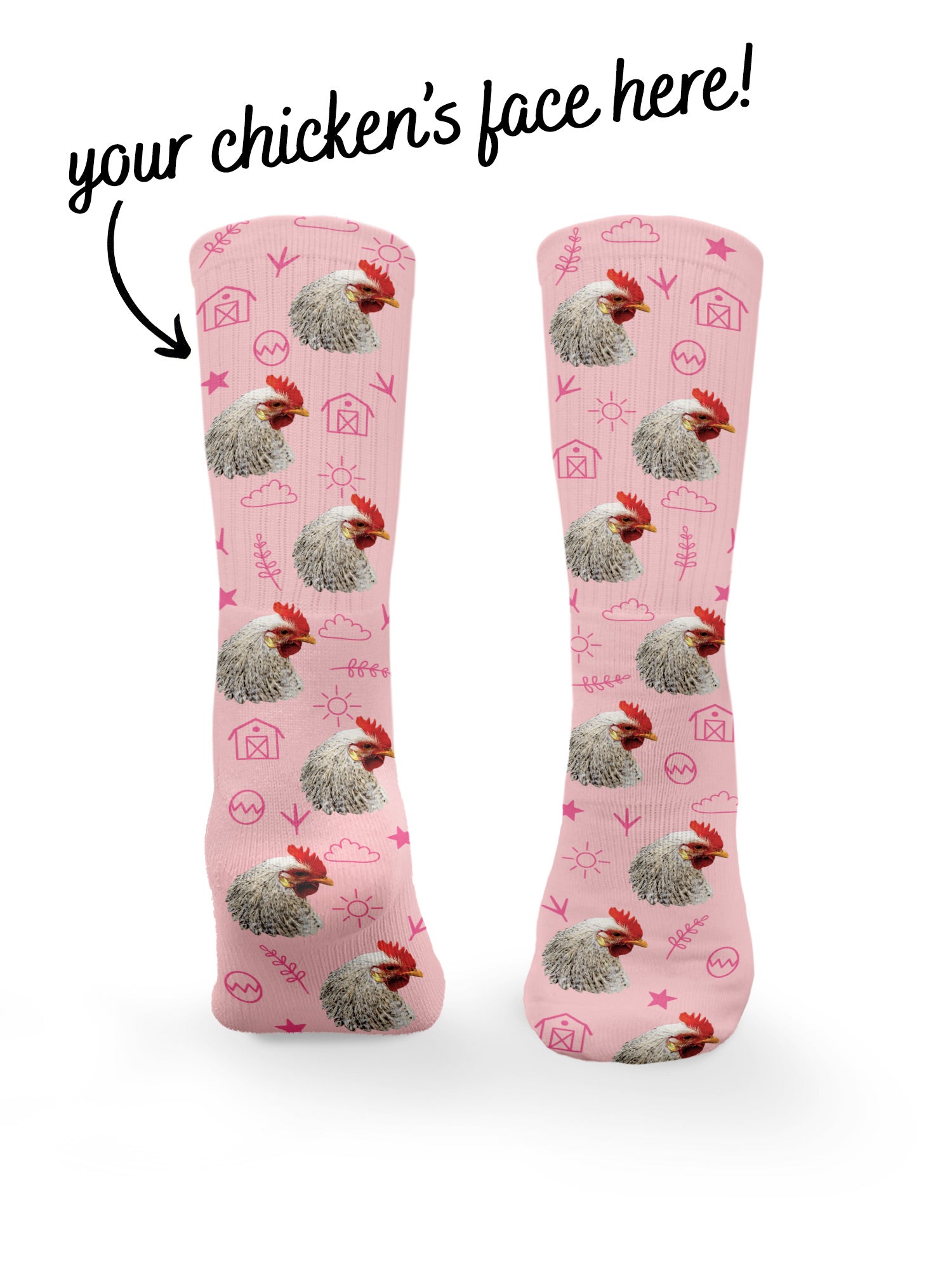 Custom Chicken Face Crew Socks