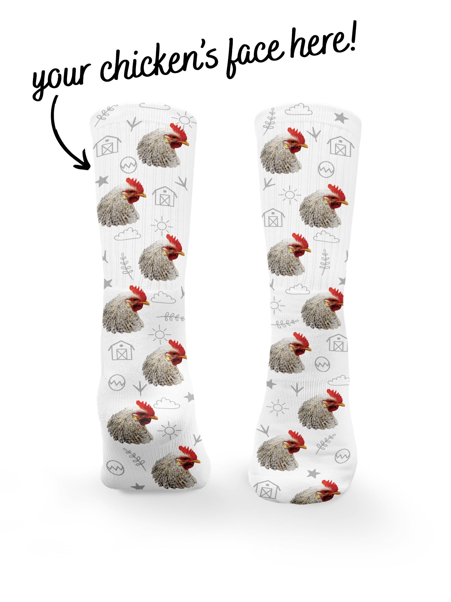 Custom Chicken Face Crew Socks