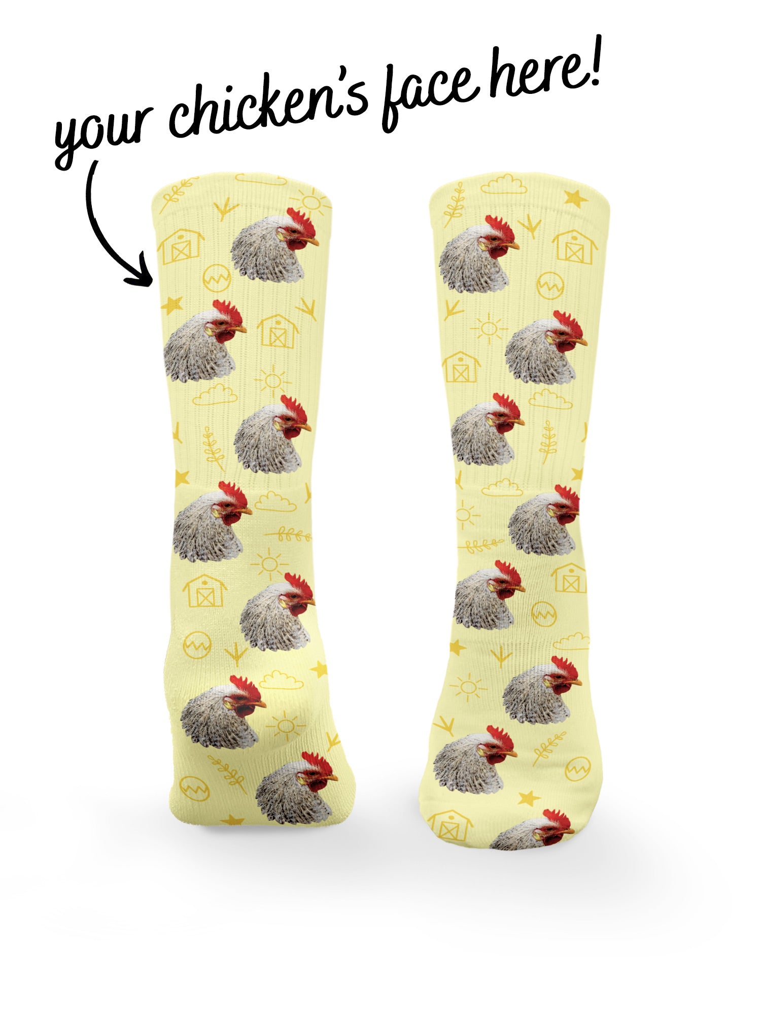 Custom Chicken Face Crew Socks