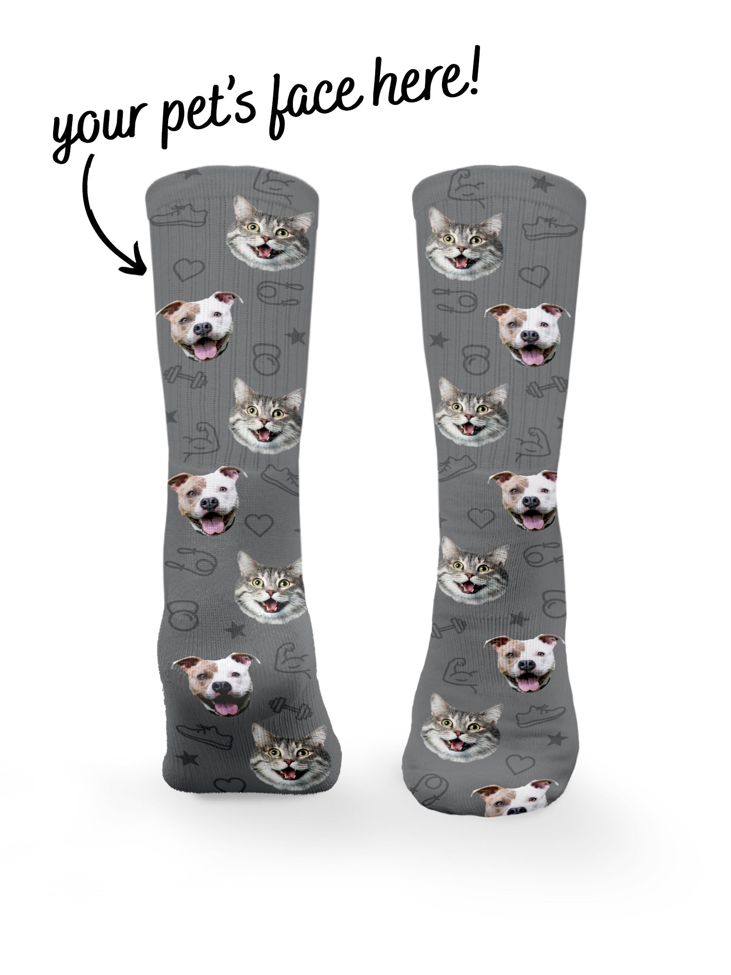 Custom Pet Face Gym Theme Crew Socks