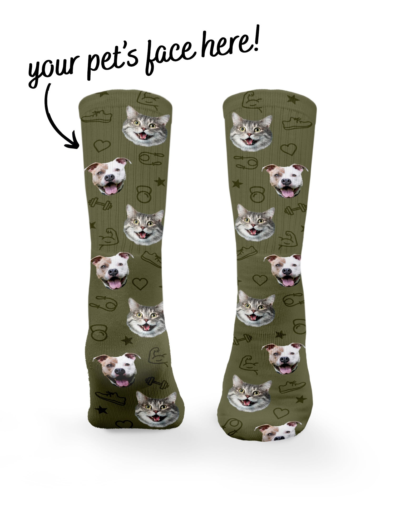 Custom Pet Face Gym Theme Crew Socks