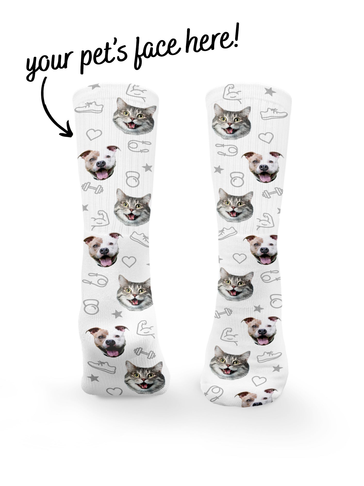 Custom Pet Face Gym Theme Crew Socks