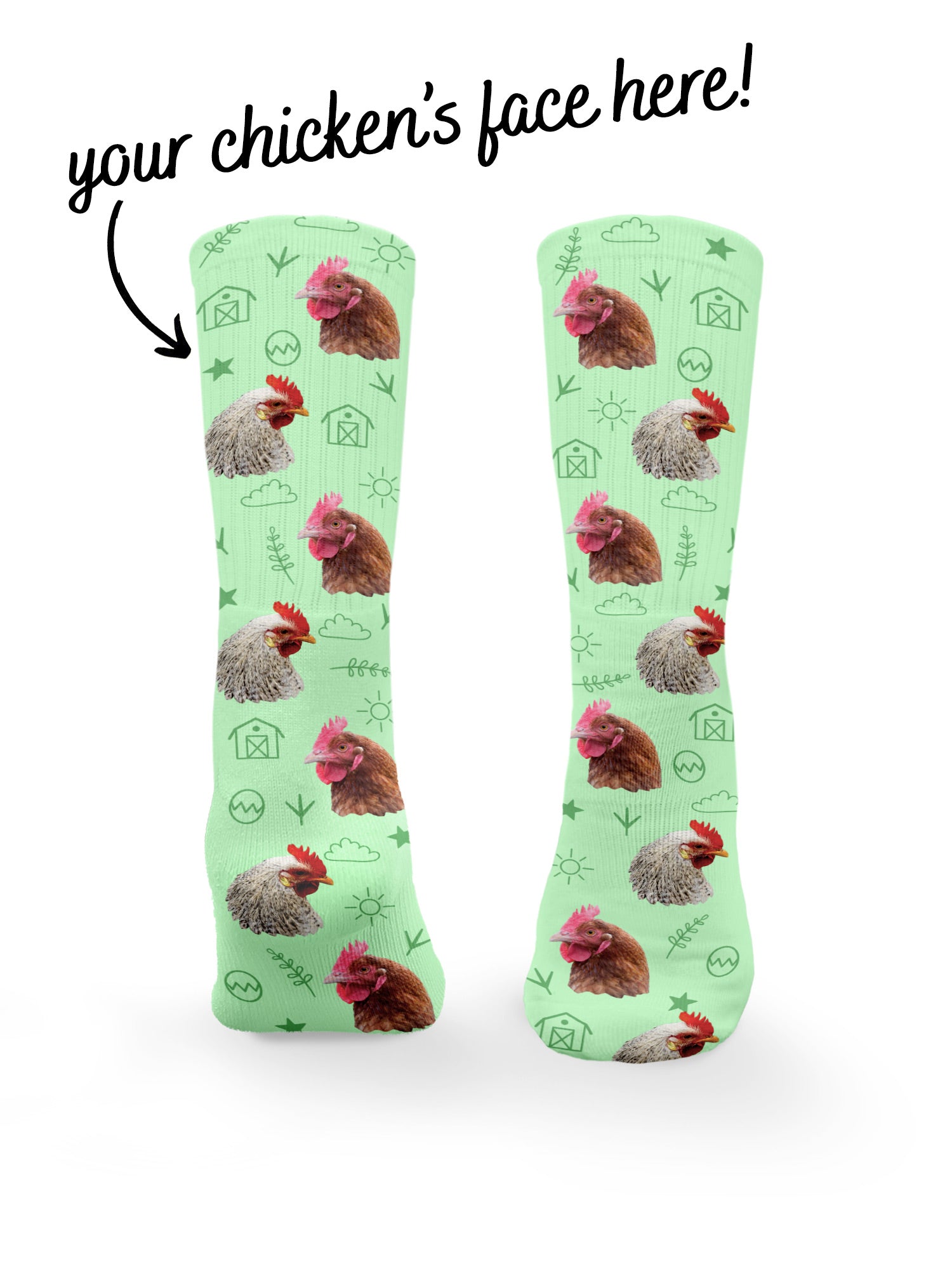 Custom Chicken Face Crew Socks