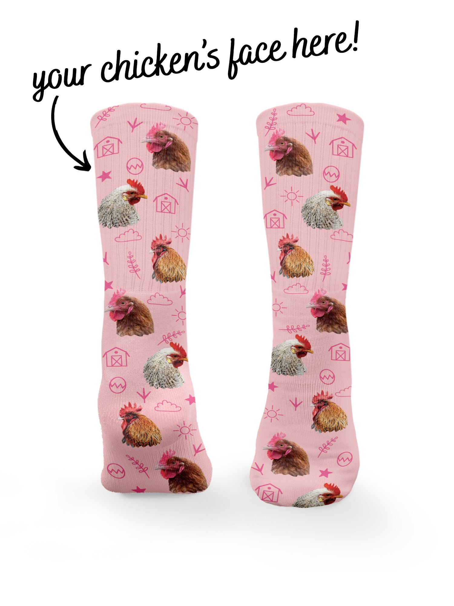 Custom Chicken Face Crew Socks