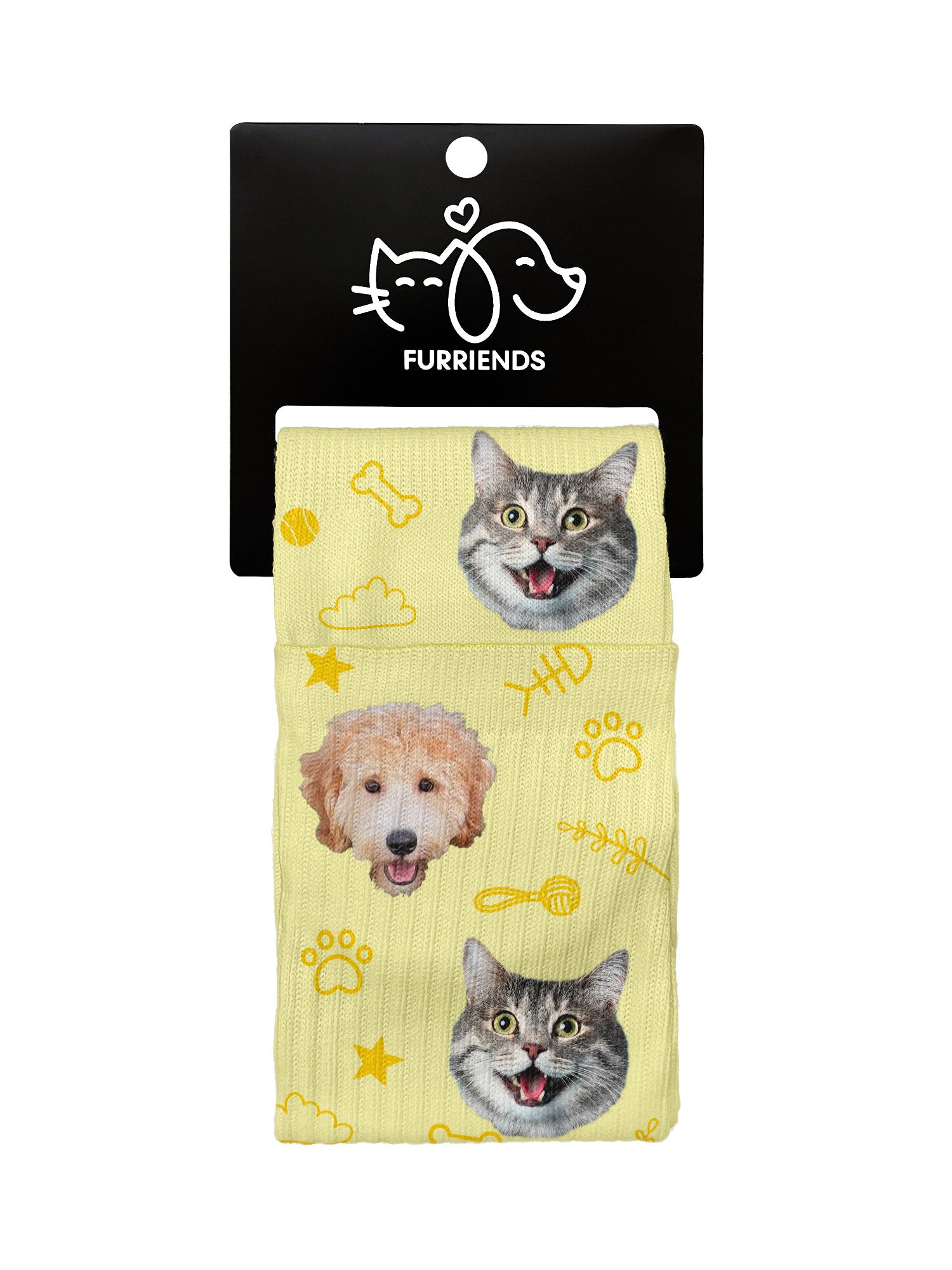 Custom Mixed Dog & Cat Face Crew Socks