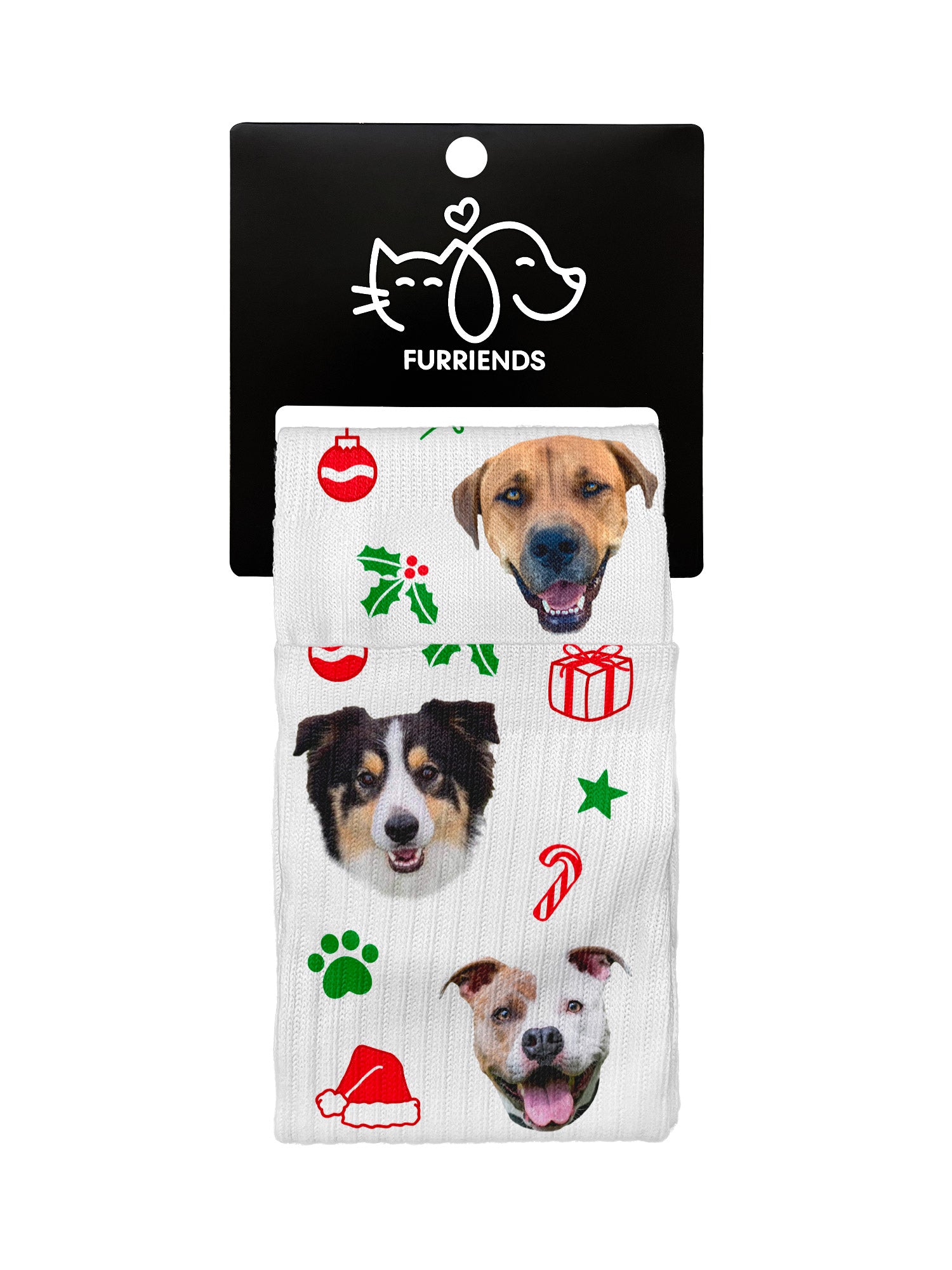 Custom Festive Theme Pet Face Crew Socks