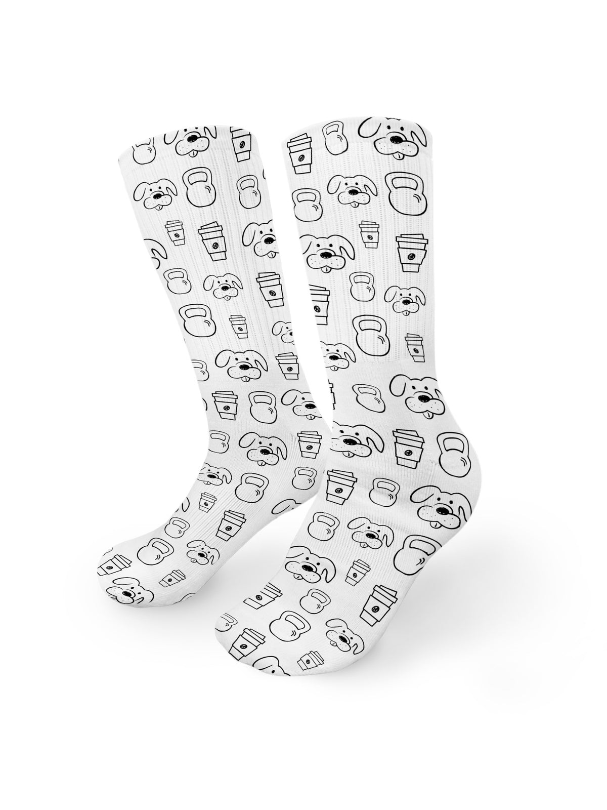 Canines, Coffee &amp; Kettlebells Crew Socks