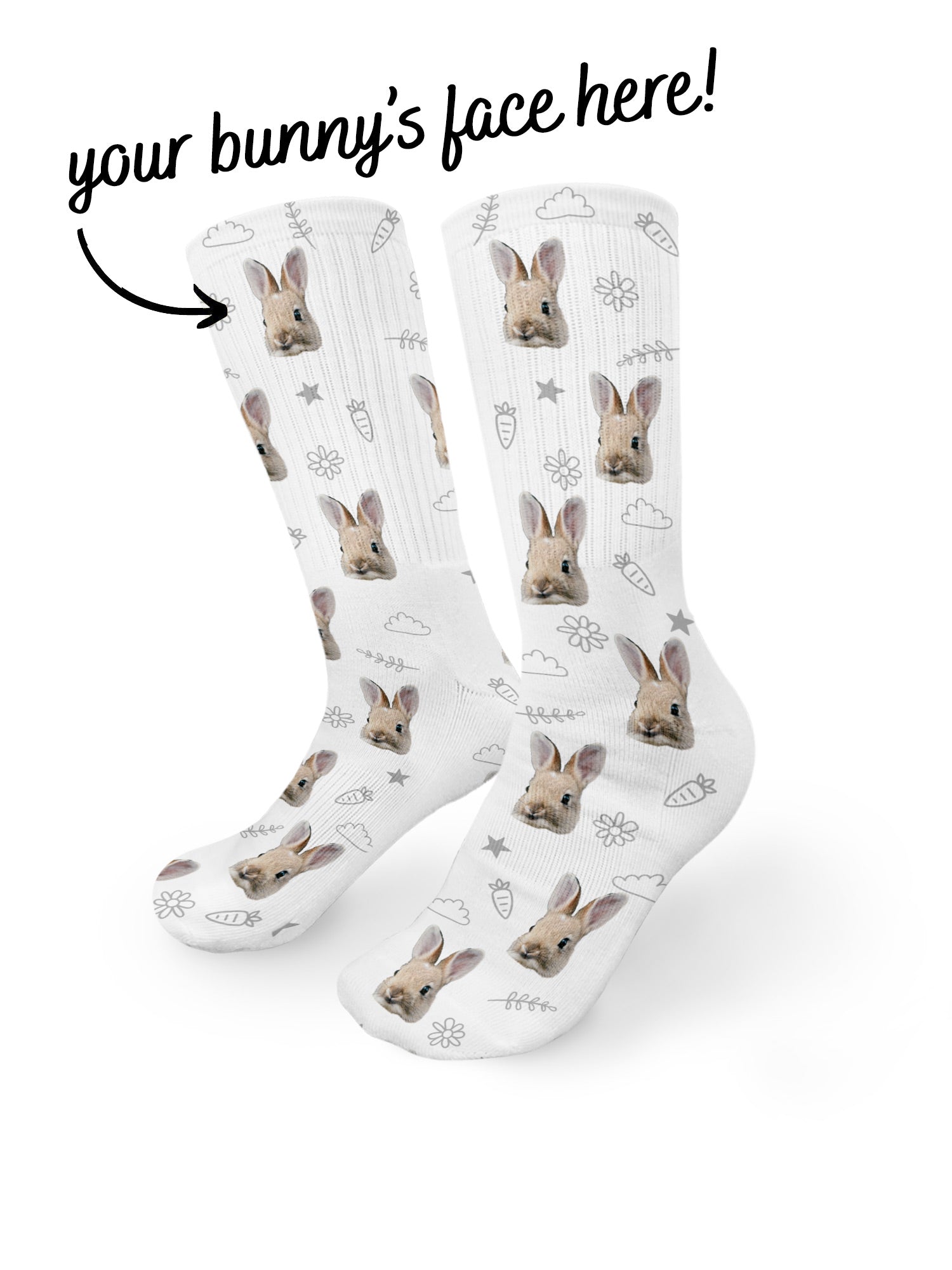 Custom Rabbit Face Crew Socks