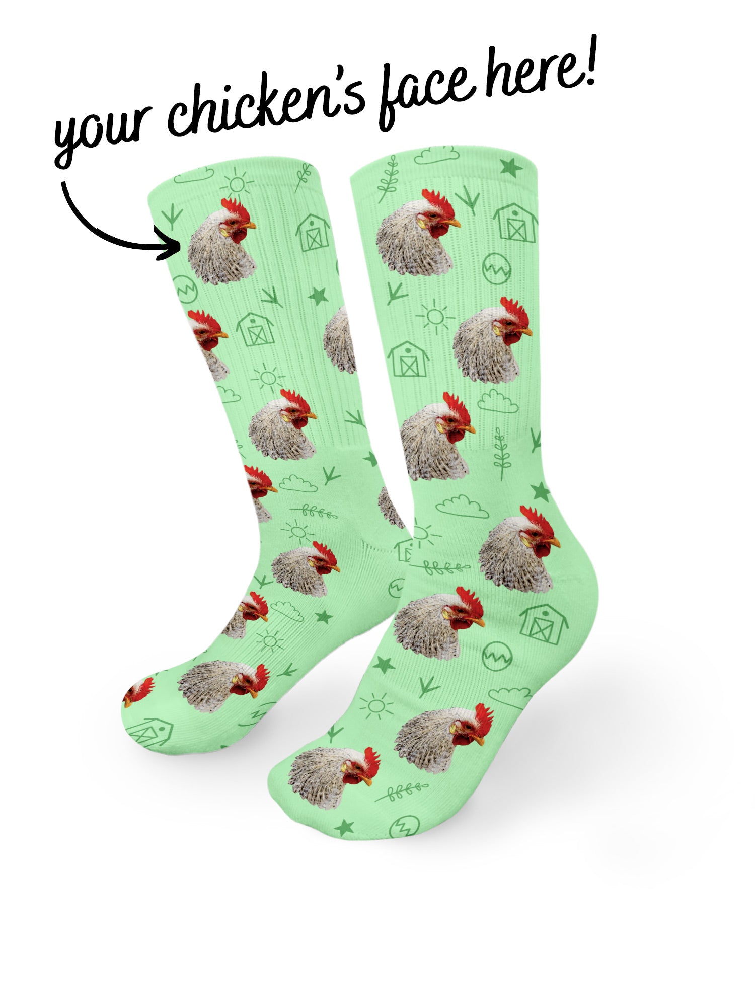 Custom Chicken Face Crew Socks