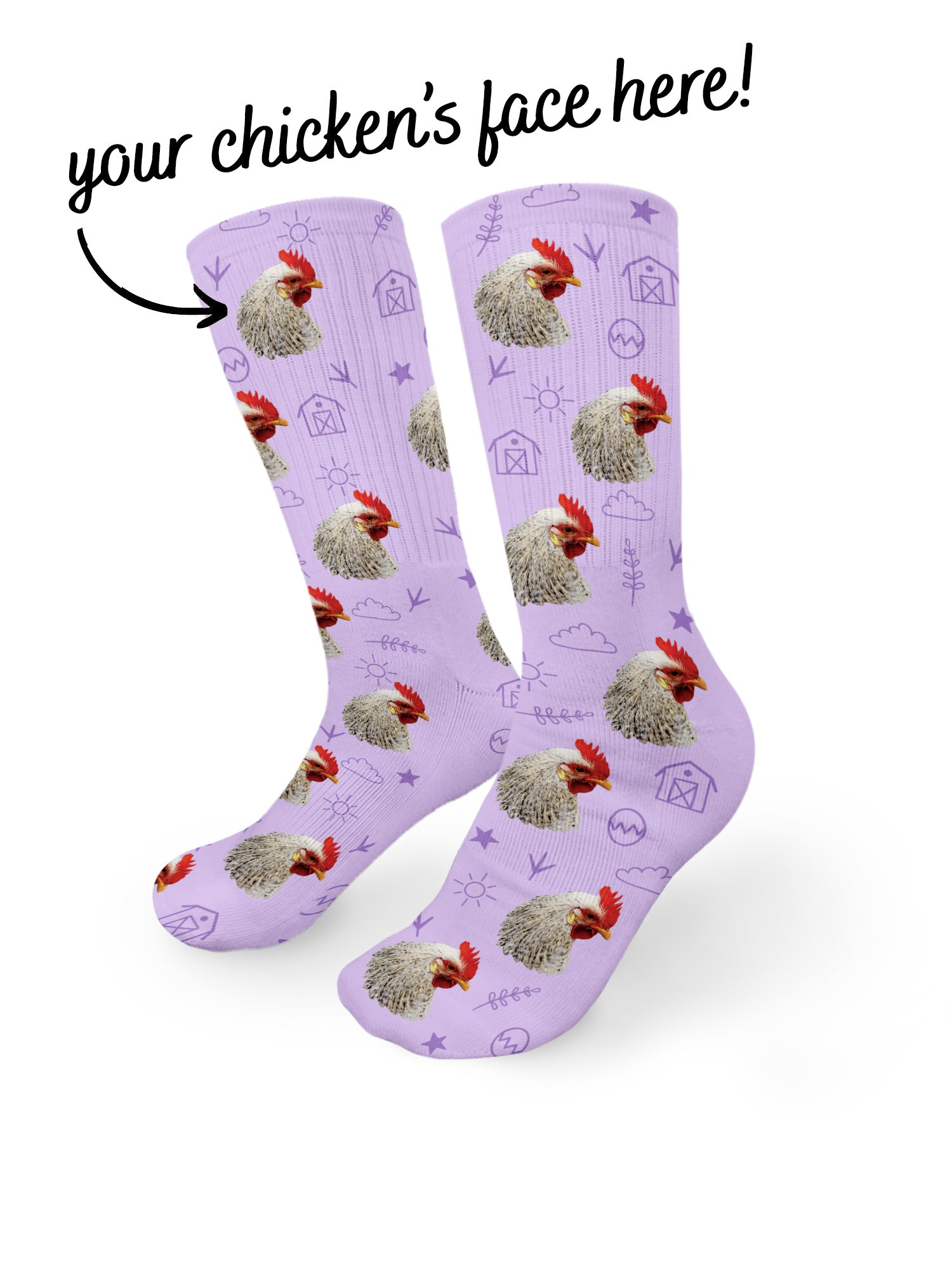 Custom Chicken Face Crew Socks