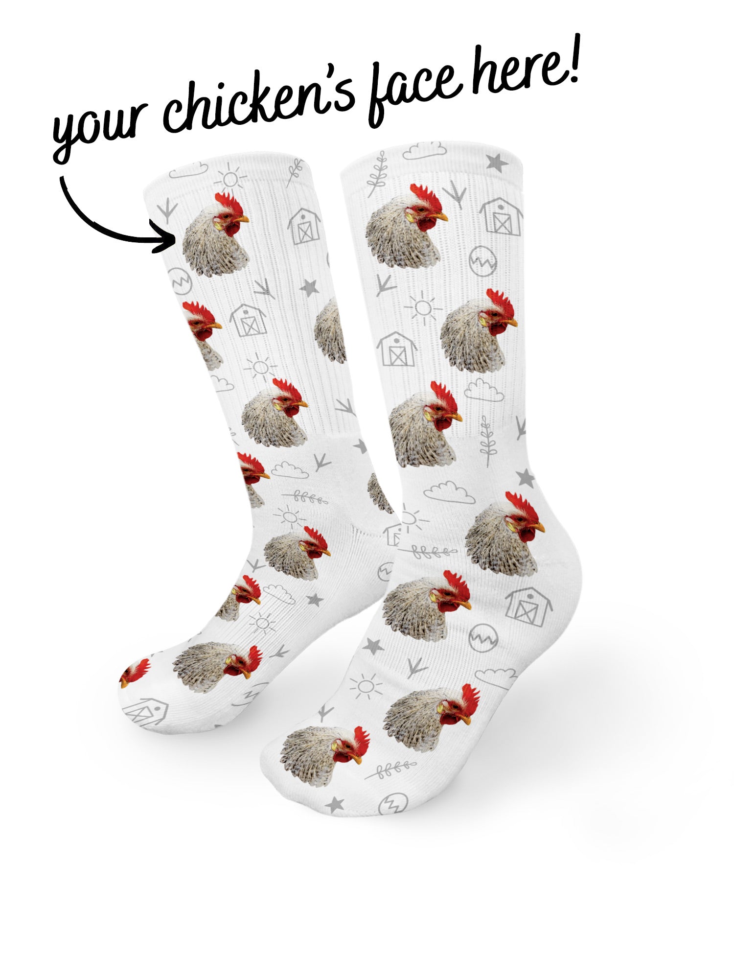 Custom Chicken Face Crew Socks