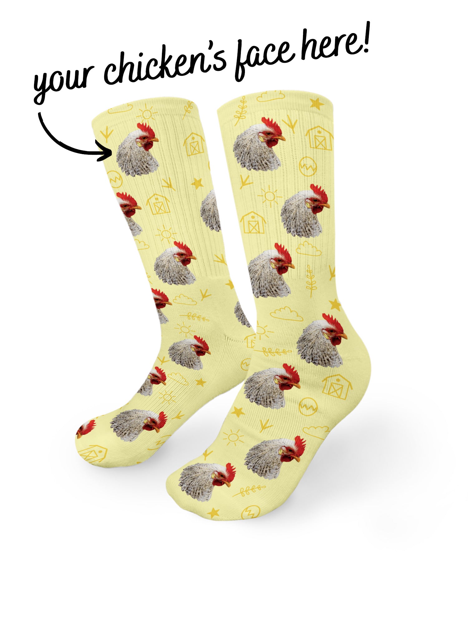 Custom Chicken Face Crew Socks