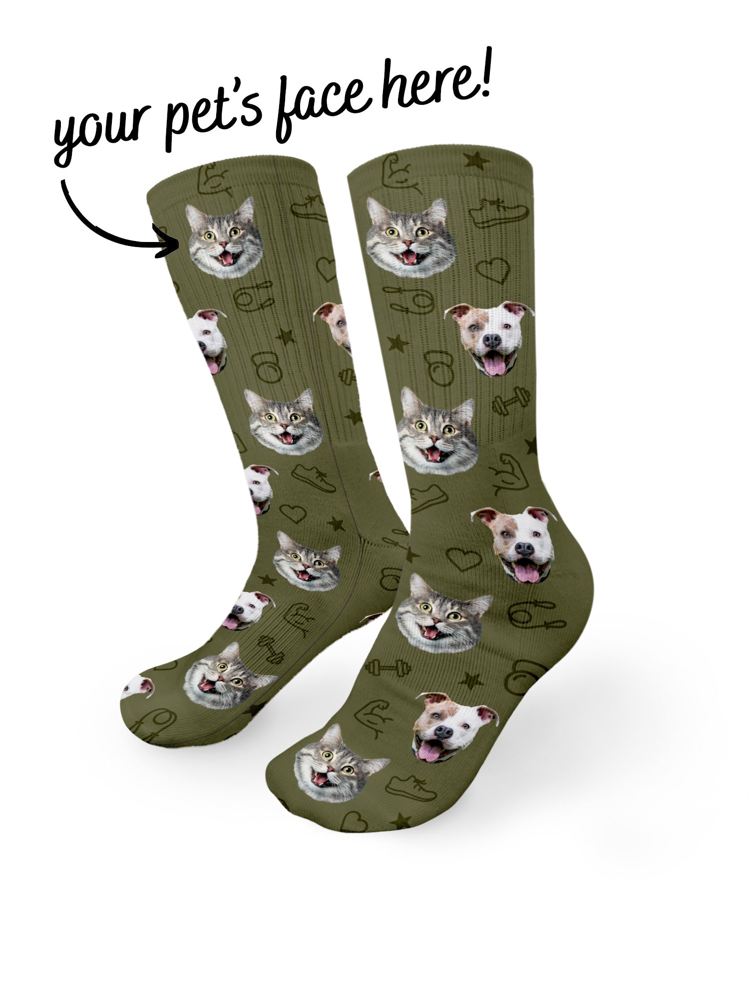 Custom Pet Face Gym Theme Crew Socks