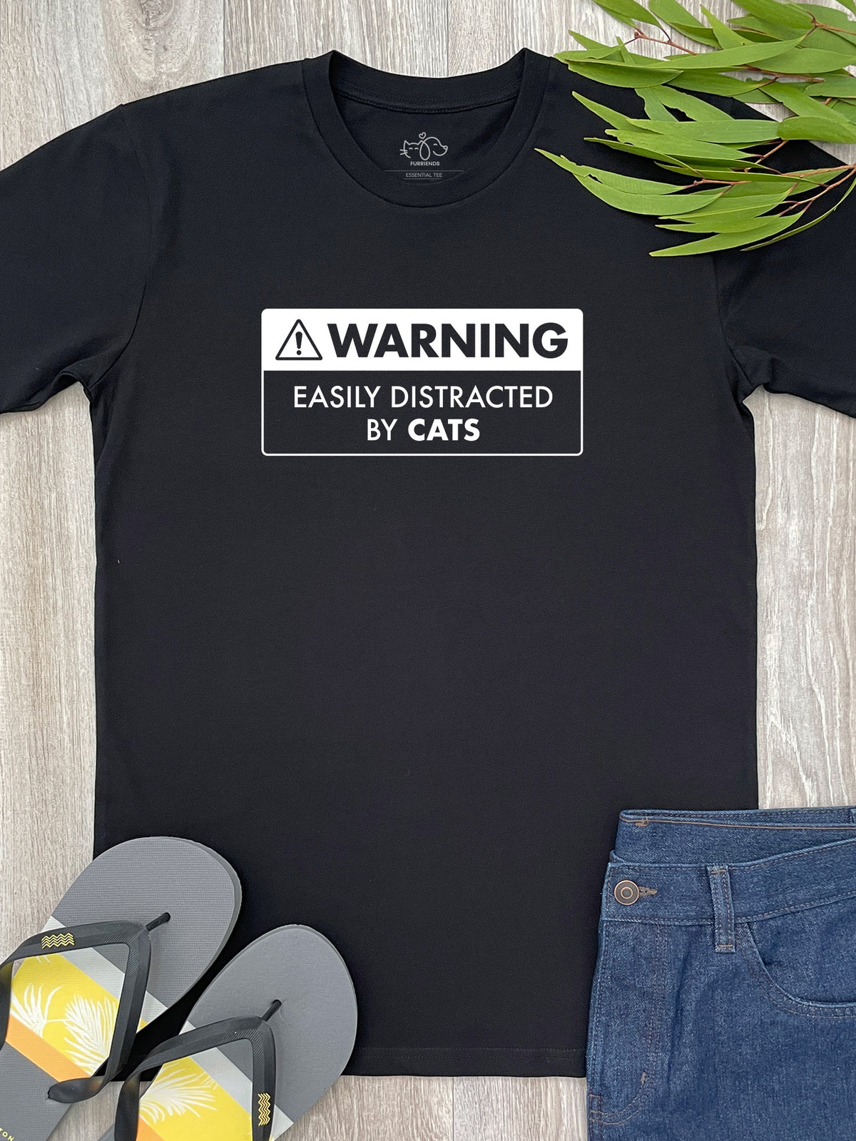 Warning Sign! Easily Distracted By Cats Essential Unisex Tee