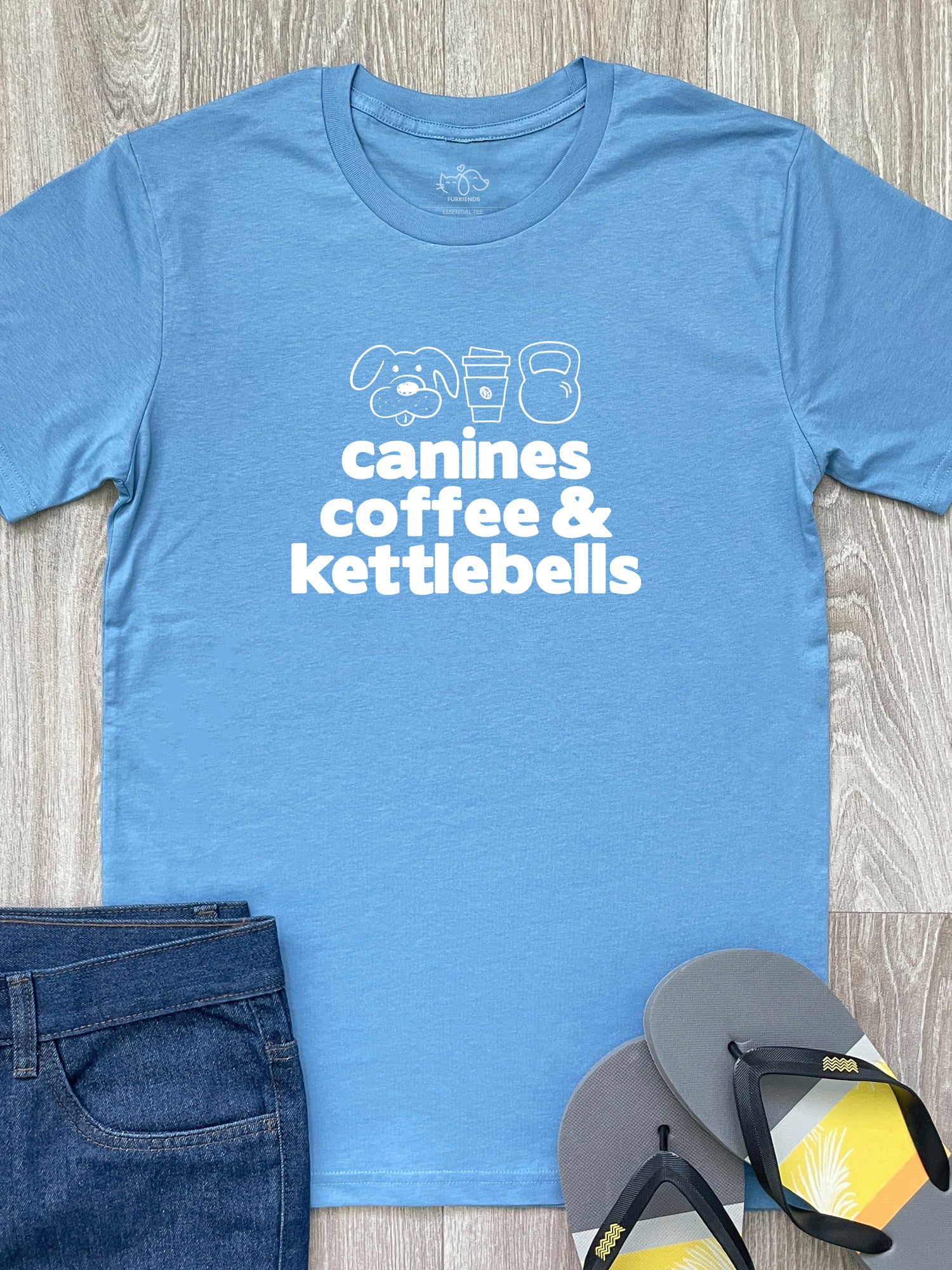 Canines, Coffee & Kettlebells Essential Unisex Tee