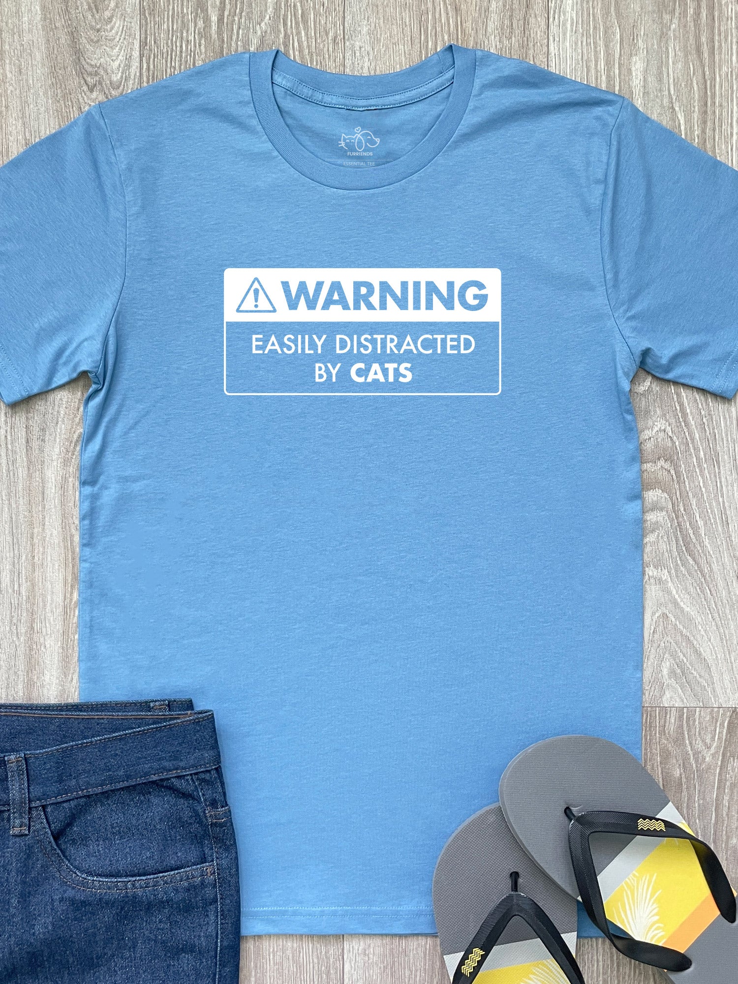 Warning Sign! Easily Distracted By Cats Essential Unisex Tee