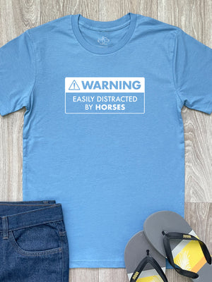 Warning Sign! Easily Distracted By Horses Essential Unisex Tee