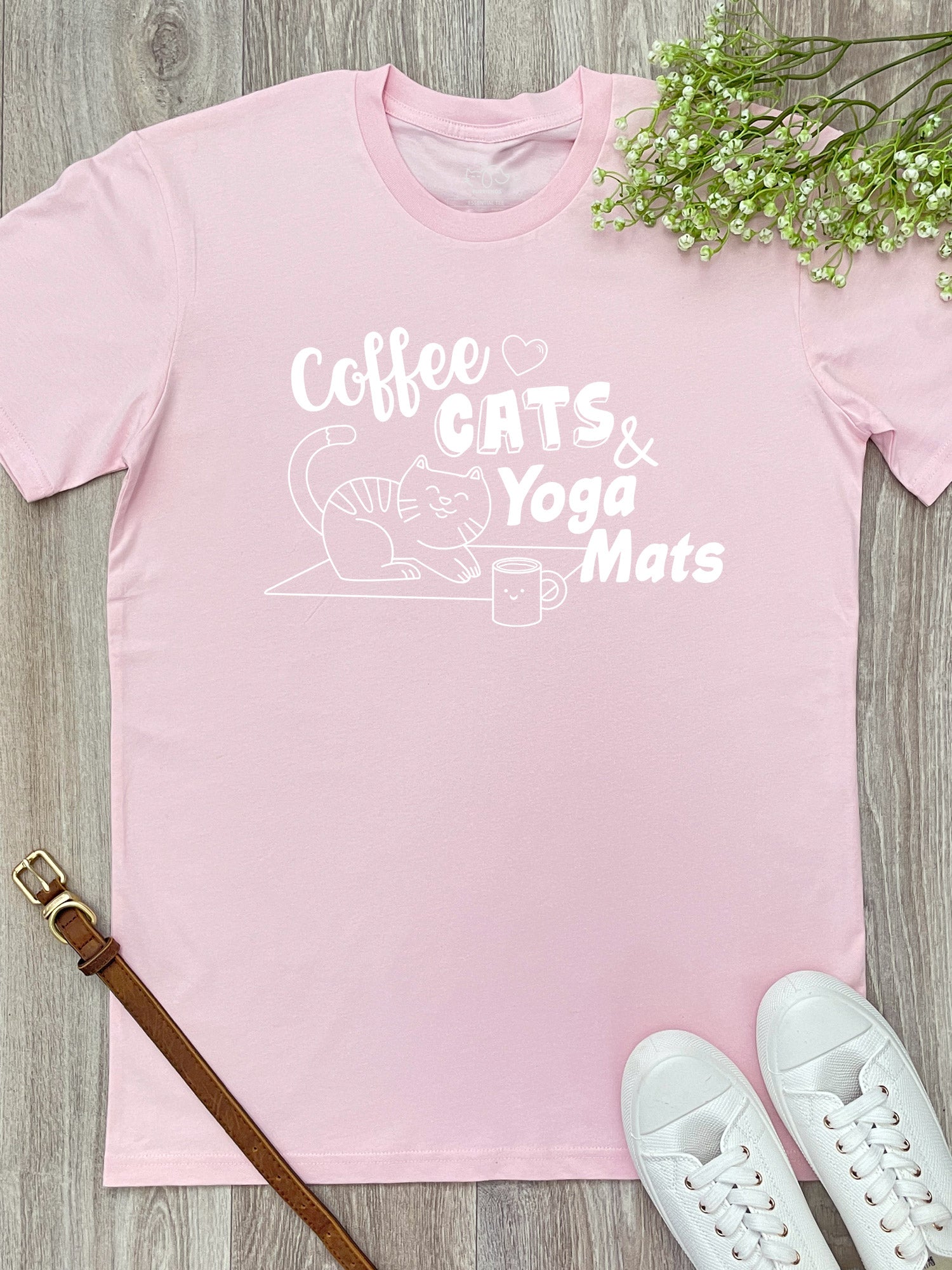 Coffee, Cats & Yoga Mats Essential Unisex Tee