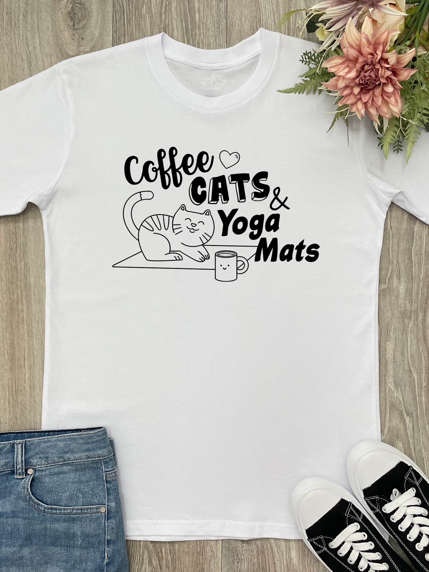 Coffee, Cats & Yoga Mats Essential Unisex Tee