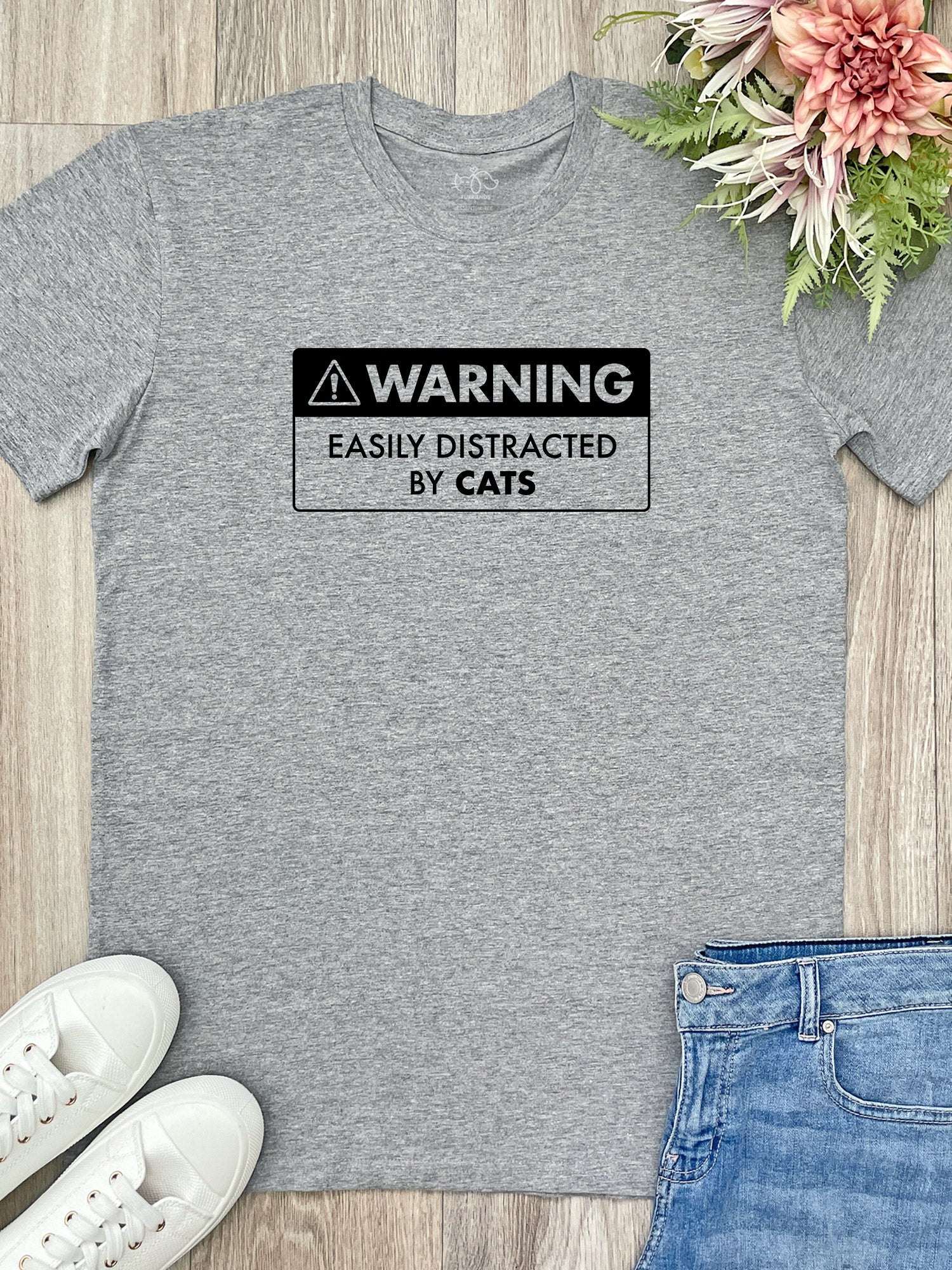 Warning Sign! Easily Distracted By Cats Essential Unisex Tee