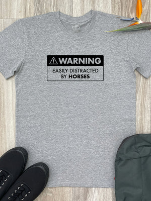 Warning Sign! Easily Distracted By Horses Essential Unisex Tee