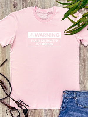 Warning Sign! Easily Distracted By Horses Essential Unisex Tee