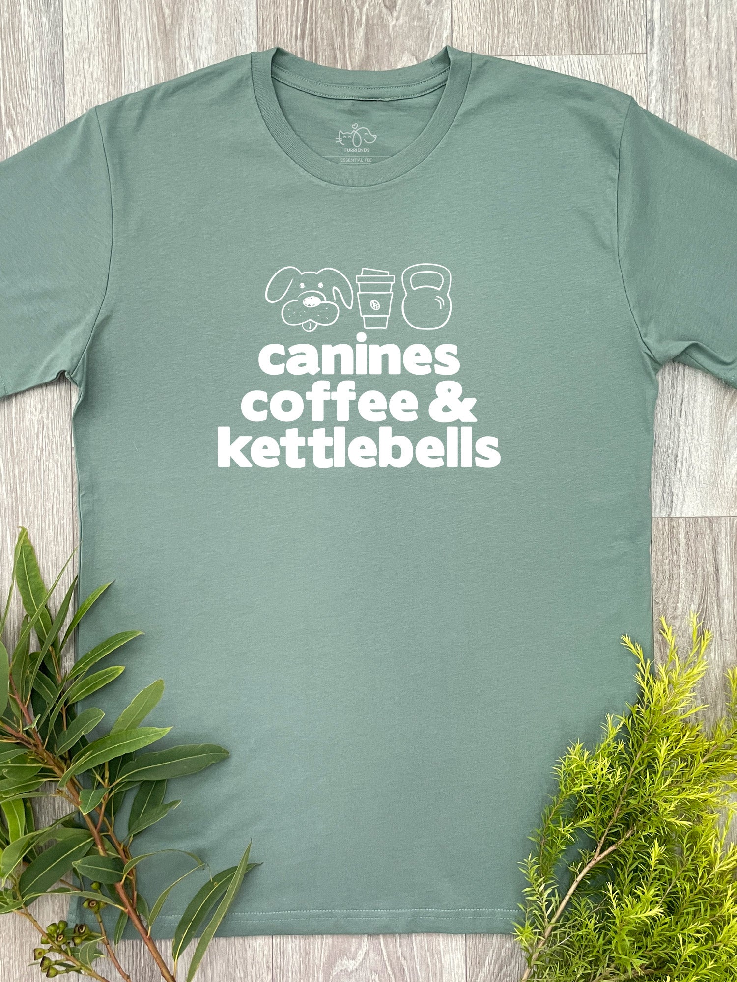 Canines, Coffee & Kettlebells Essential Unisex Tee