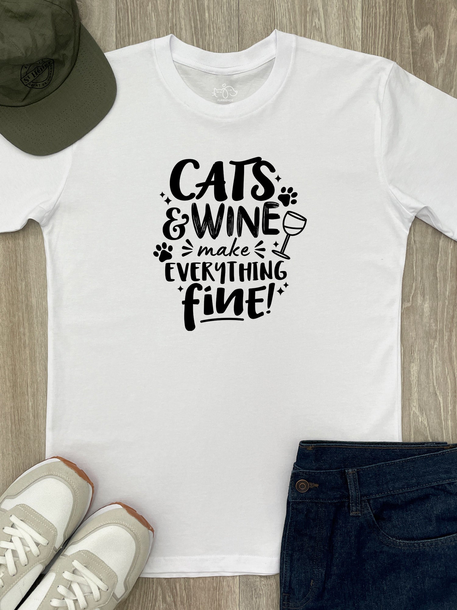 Cats & Wine Make Everything Fine Essential Unisex Tee