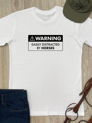 Warning Sign! Easily Distracted By Horses Essential Unisex Tee