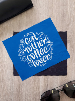 Cat Mother Coffee Lover Microfibre Suede Glasses Cleaning Cloths (Twinpack)