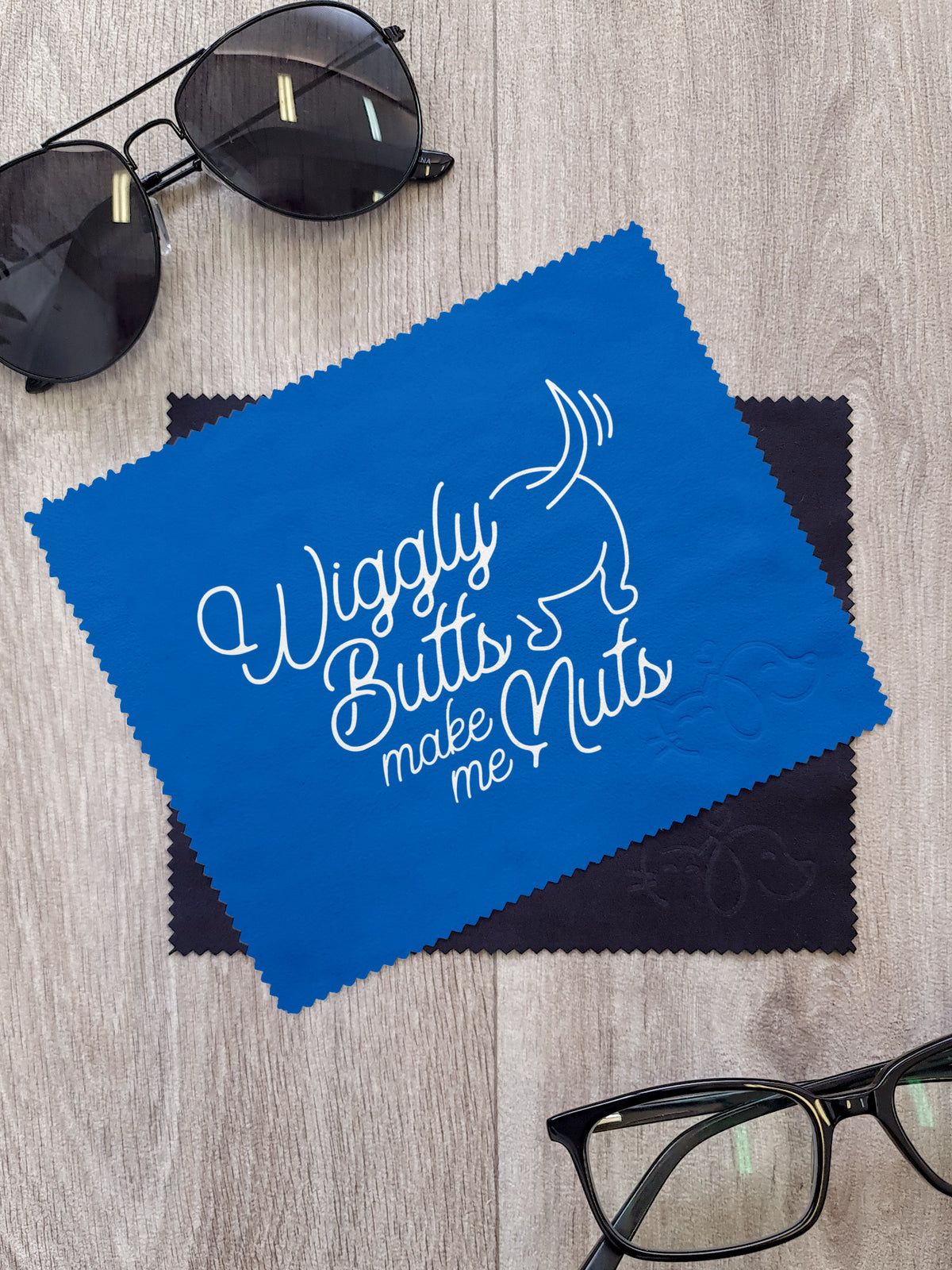 Wiggly Butts Make Me Nuts Microfibre Suede Glasses Cleaning Cloths (Twinpack)