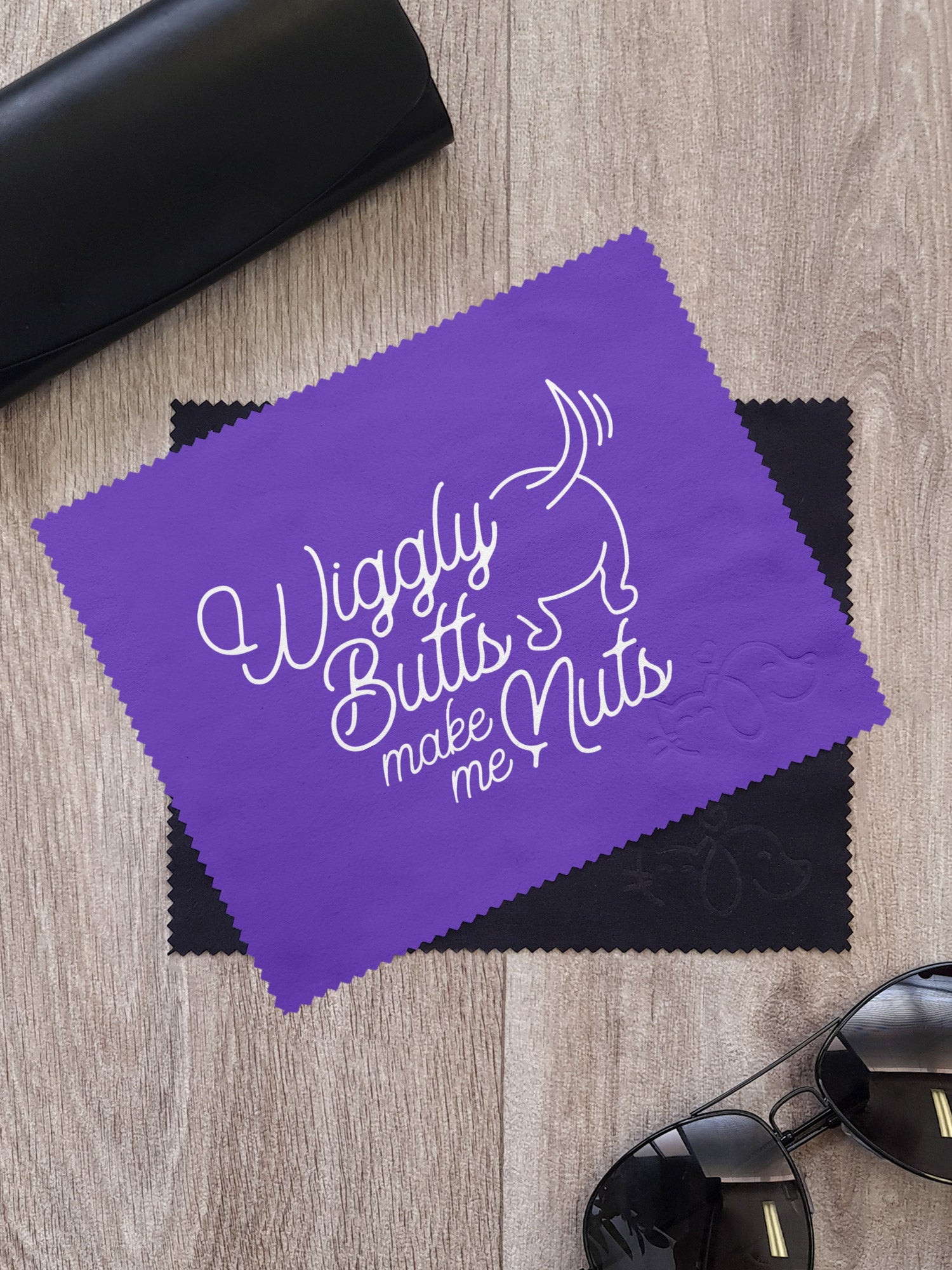 Wiggly Butts Make Me Nuts Microfibre Suede Glasses Cleaning Cloths (Twinpack)