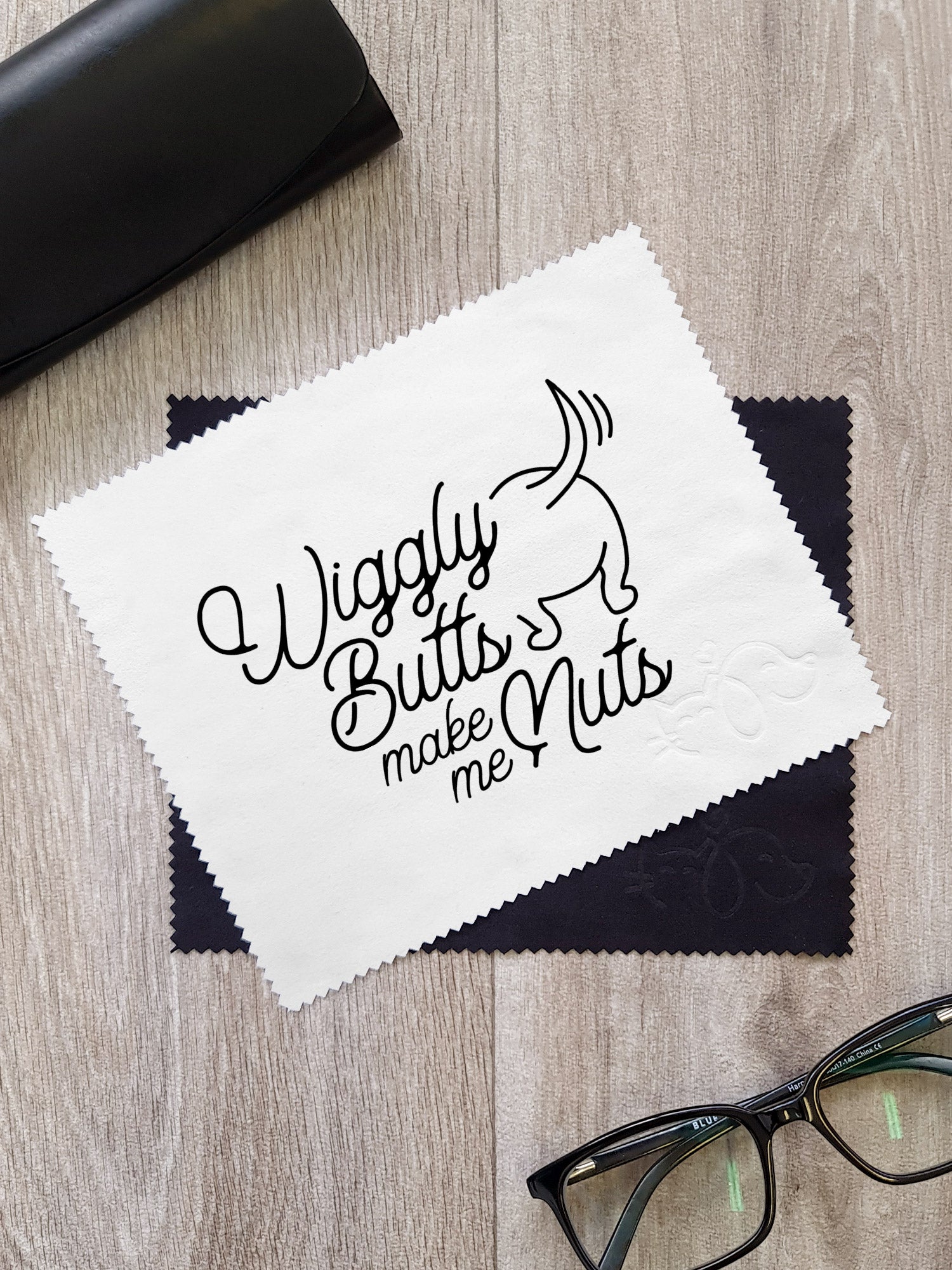 Wiggly Butts Make Me Nuts Microfibre Suede Glasses Cleaning Cloths (Twinpack)