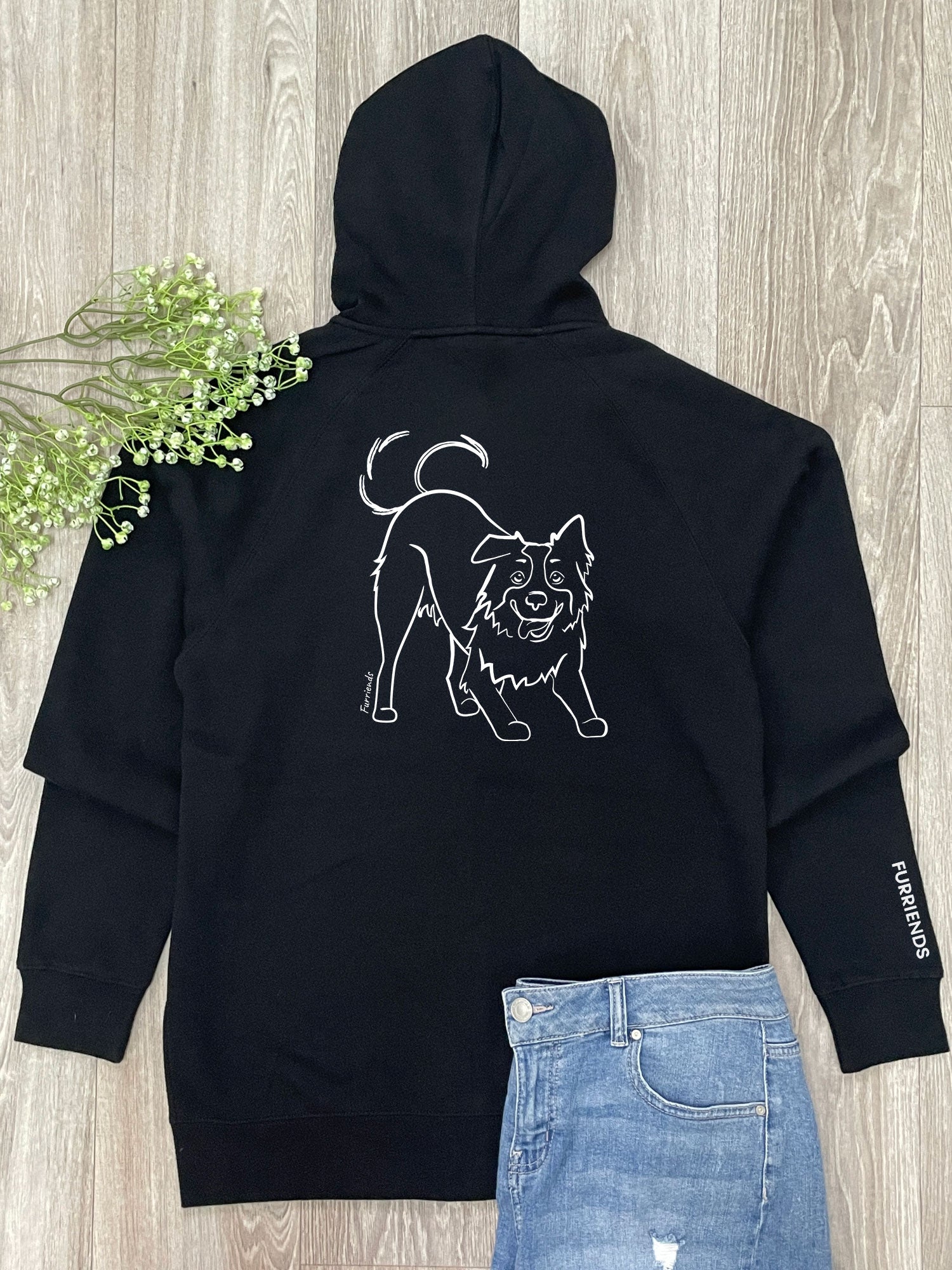 Border Collie Zip Front Hoodie